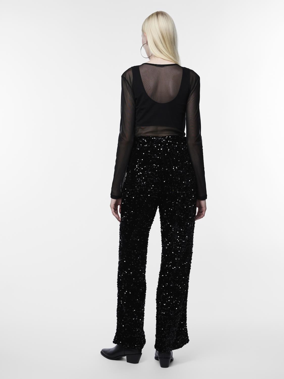 Straight Leg Hosen Pckam Hw Wide Pant Bc damen schwarz Pieces Straight Leg Hosen Pckam Hw Wide Pant Bc damen schwarz BLACK