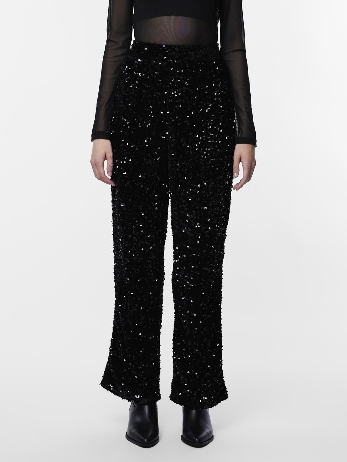 Straight Leg Hosen Pckam Hw Wide Pant Bc damen schwarz Pieces Straight Leg Hosen Pckam Hw Wide Pant Bc damen schwarz BLACK
