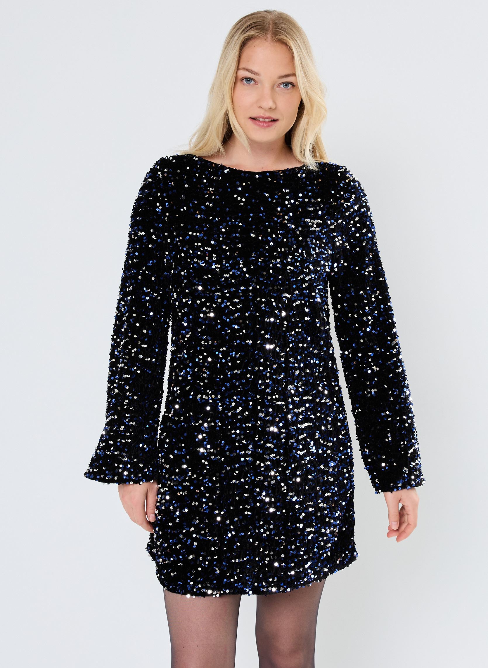 Jurken Pckam Ls Deep Back Bow Dress Bc dames zwart Pieces Jurken Pckam Ls Deep Back Bow Dress Bc dames zwart Black