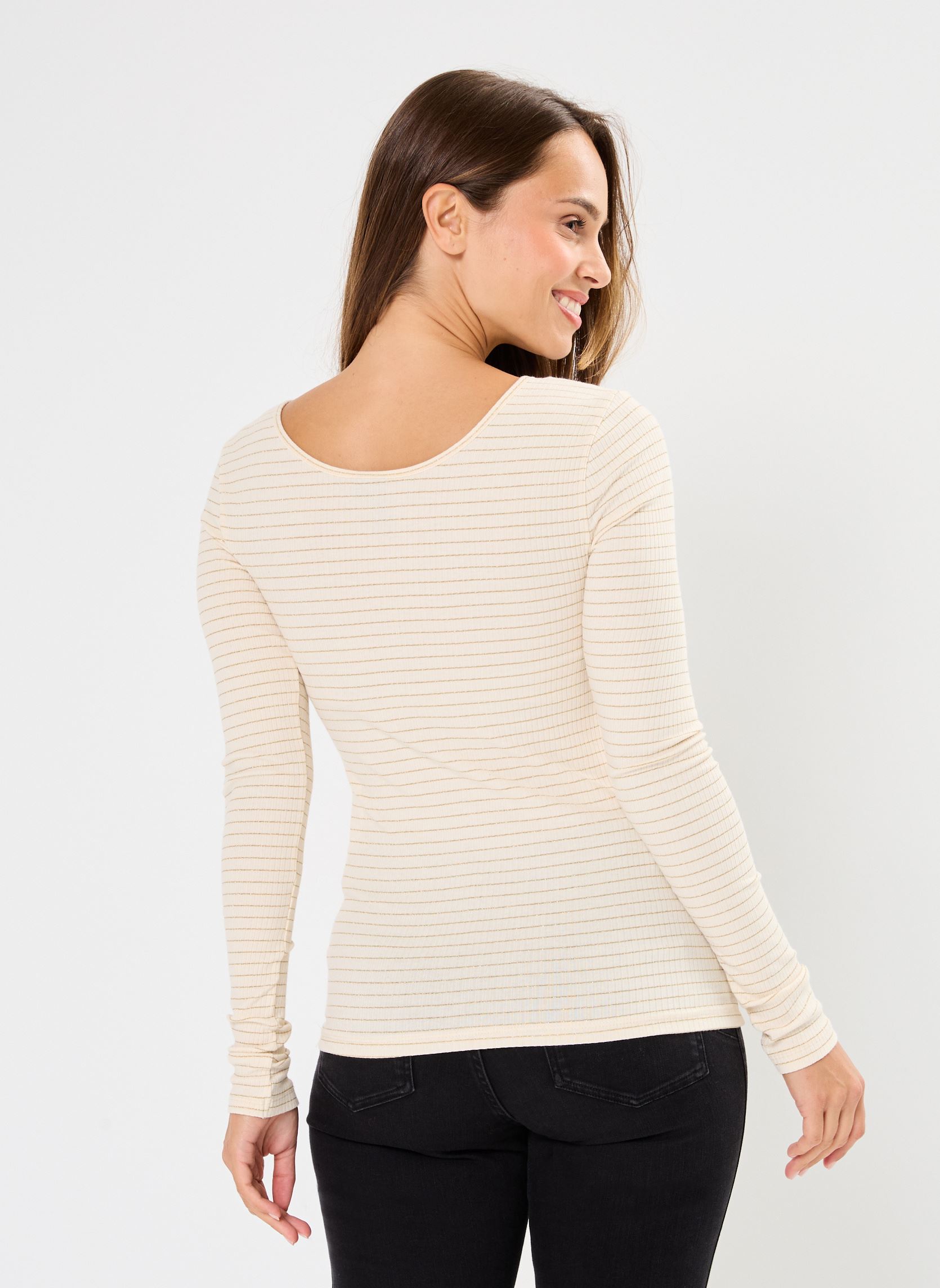 T-shirts met lange mouwen Pckitte Ls Lurex Top Noos dames beige Pieces T-shirts met lange mouwen Pckitte Ls Lurex Top Noos dames beige Cloud Dancer