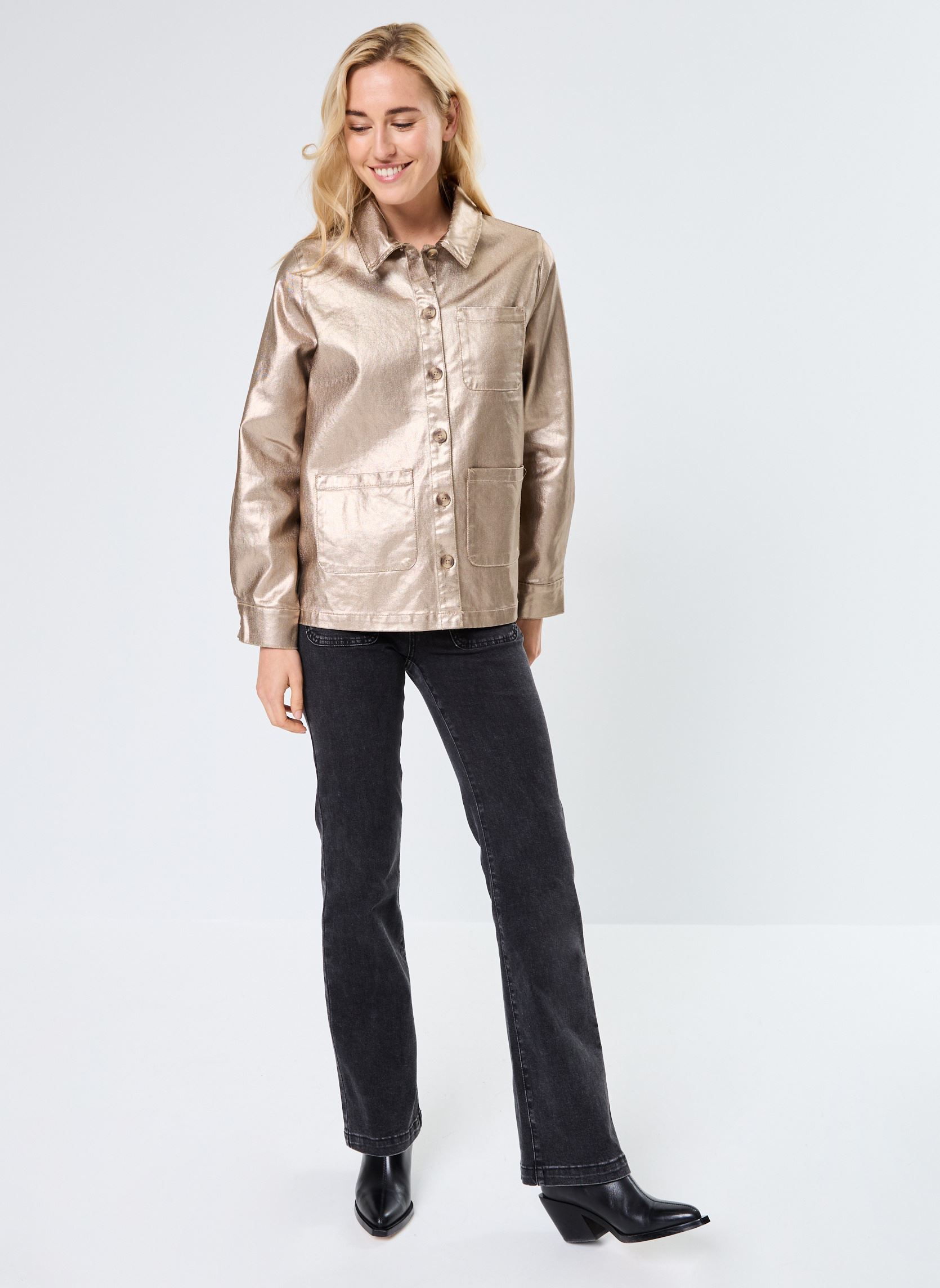 Jacken Pcnabia Ls Jacket Fc damen gold und bronze Pieces Jacken Pcnabia Ls Jacket Fc damen gold und bronze Gold Colour