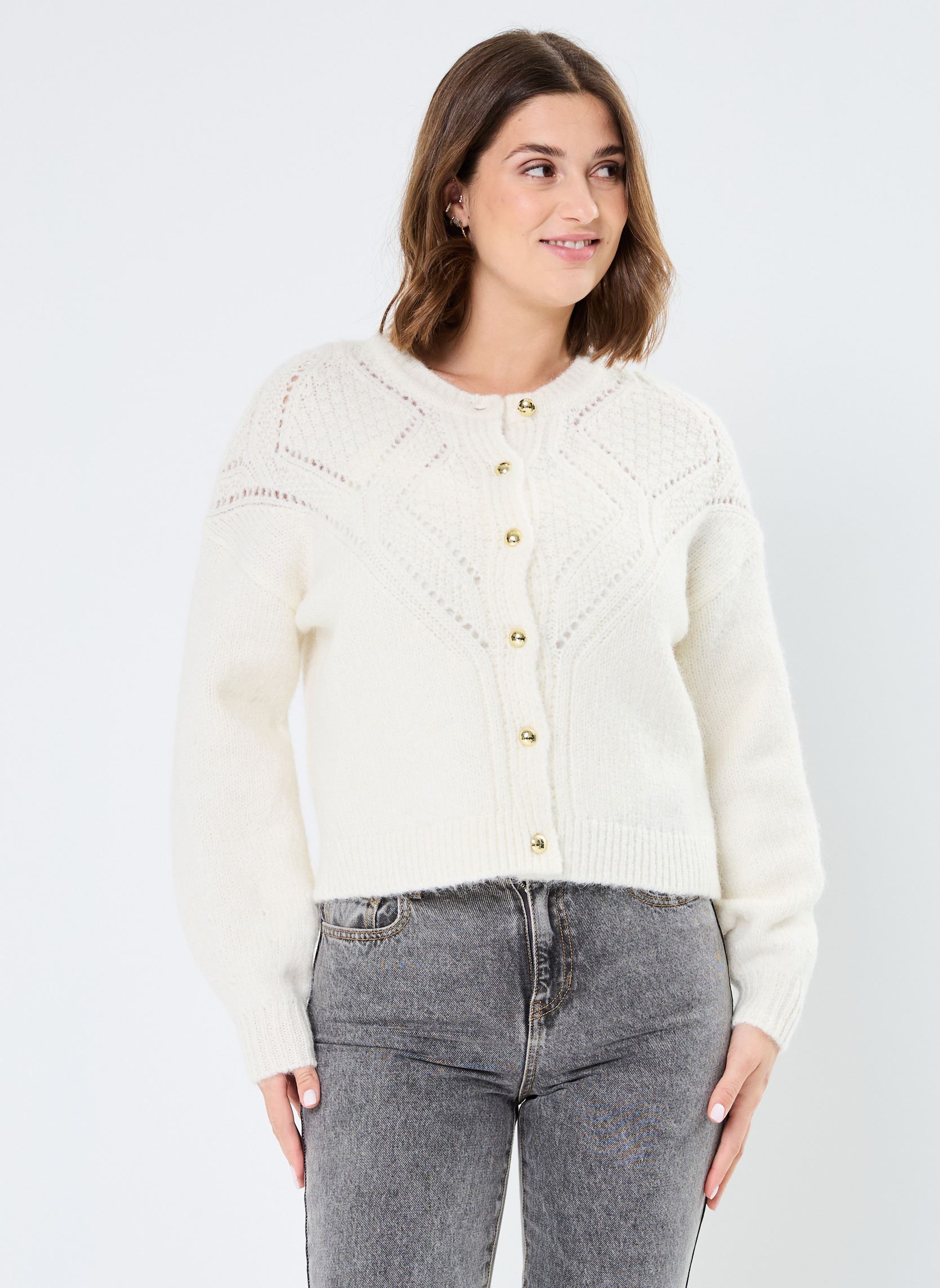 Gilets Pcnala Ls Cardigan Fc Bc femme blanc Pieces Gilets Pcnala Ls Cardigan Fc Bc femme blanc CLOUD DANCER