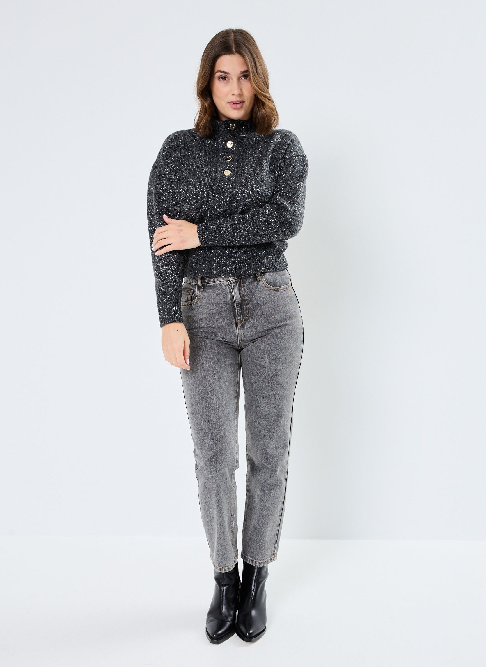 Pulls Pcnalima Ls High Neck Pullover Bc femme gris Pieces Pulls Pcnalima Ls High Neck Pullover Bc femme gris DARK GREY MELANGE