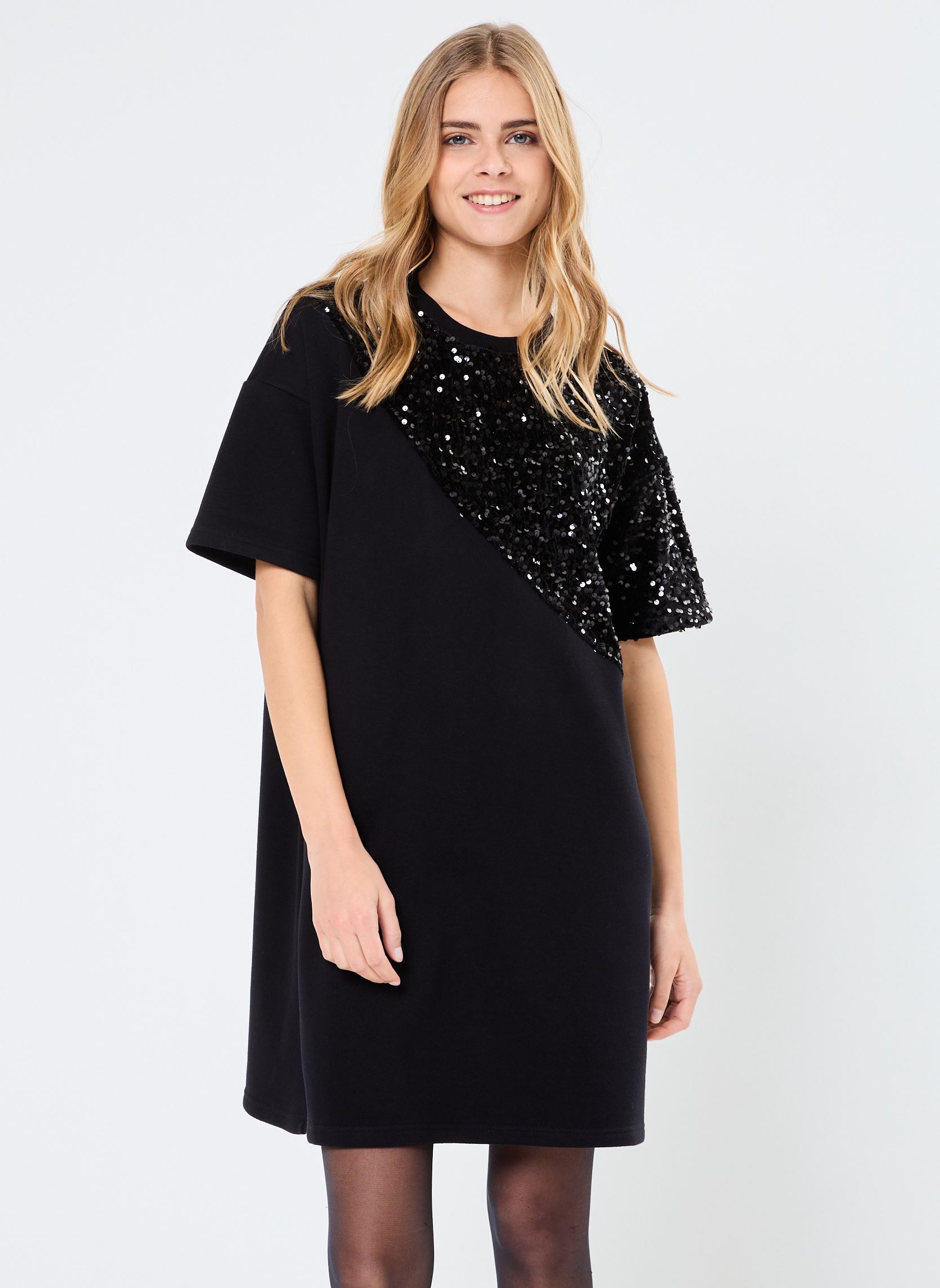 Robes Pcnancy Ss Sweat Dress Bc femme noir Pieces Robes Pcnancy Ss Sweat Dress Bc femme noir BLACK