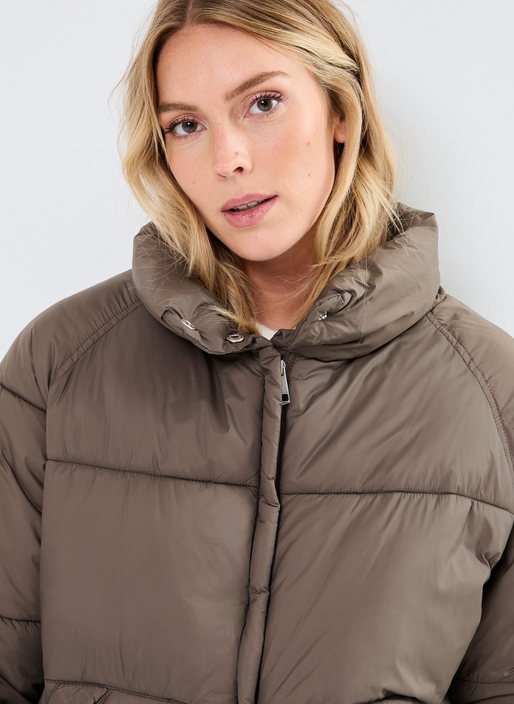 PIECES Pcnola-Giacca Puffer Cappotto Trapuntato, Magnet, S Donna