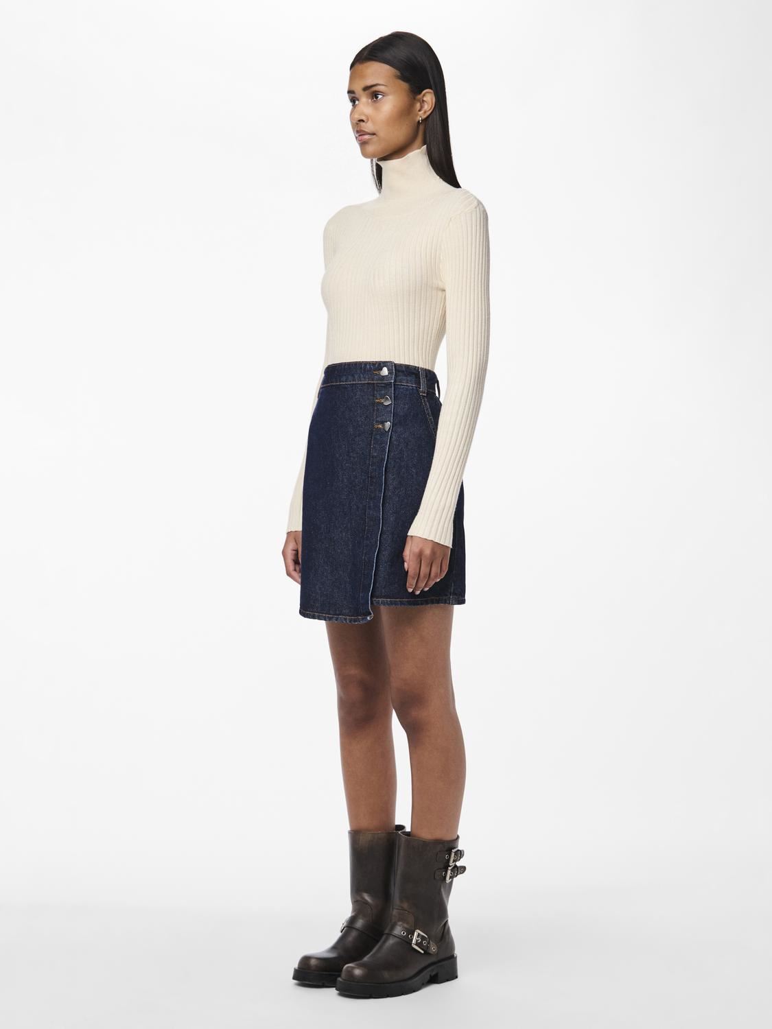 Jupes courtes Pcnevin Hw Mini Skirt femme bleu Pieces Jupes courtes Pcnevin Hw Mini Skirt femme bleu DARK BLUE DENIM
