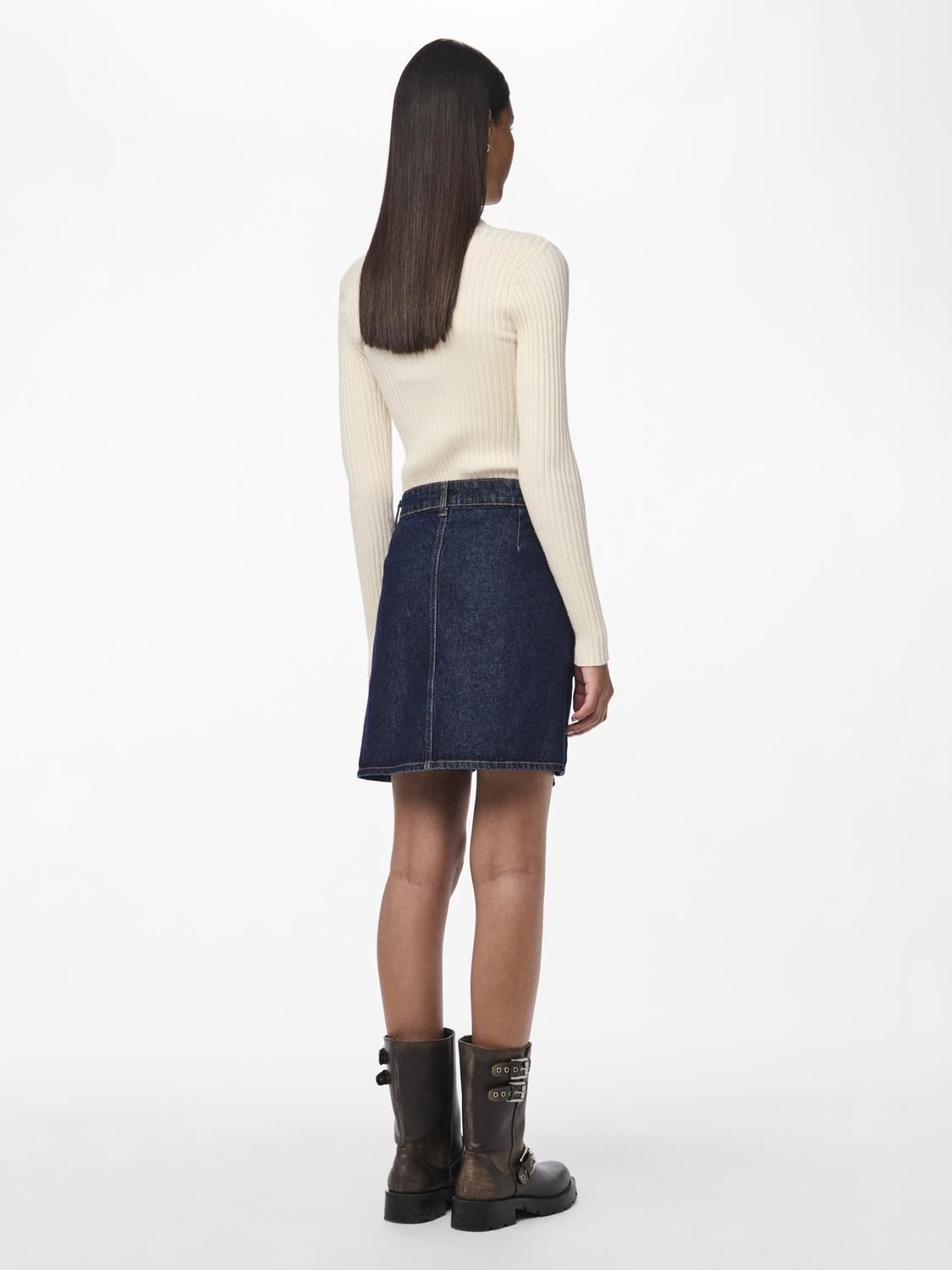 Jupes courtes Pcnevin Hw Mini Skirt femme bleu Pieces Jupes courtes Pcnevin Hw Mini Skirt femme bleu DARK BLUE DENIM
