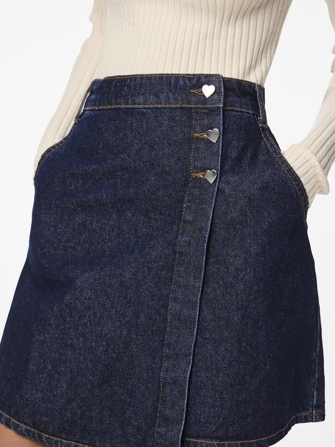 Jupes courtes Pcnevin Hw Mini Skirt femme bleu Pieces Jupes courtes Pcnevin Hw Mini Skirt femme bleu DARK BLUE DENIM