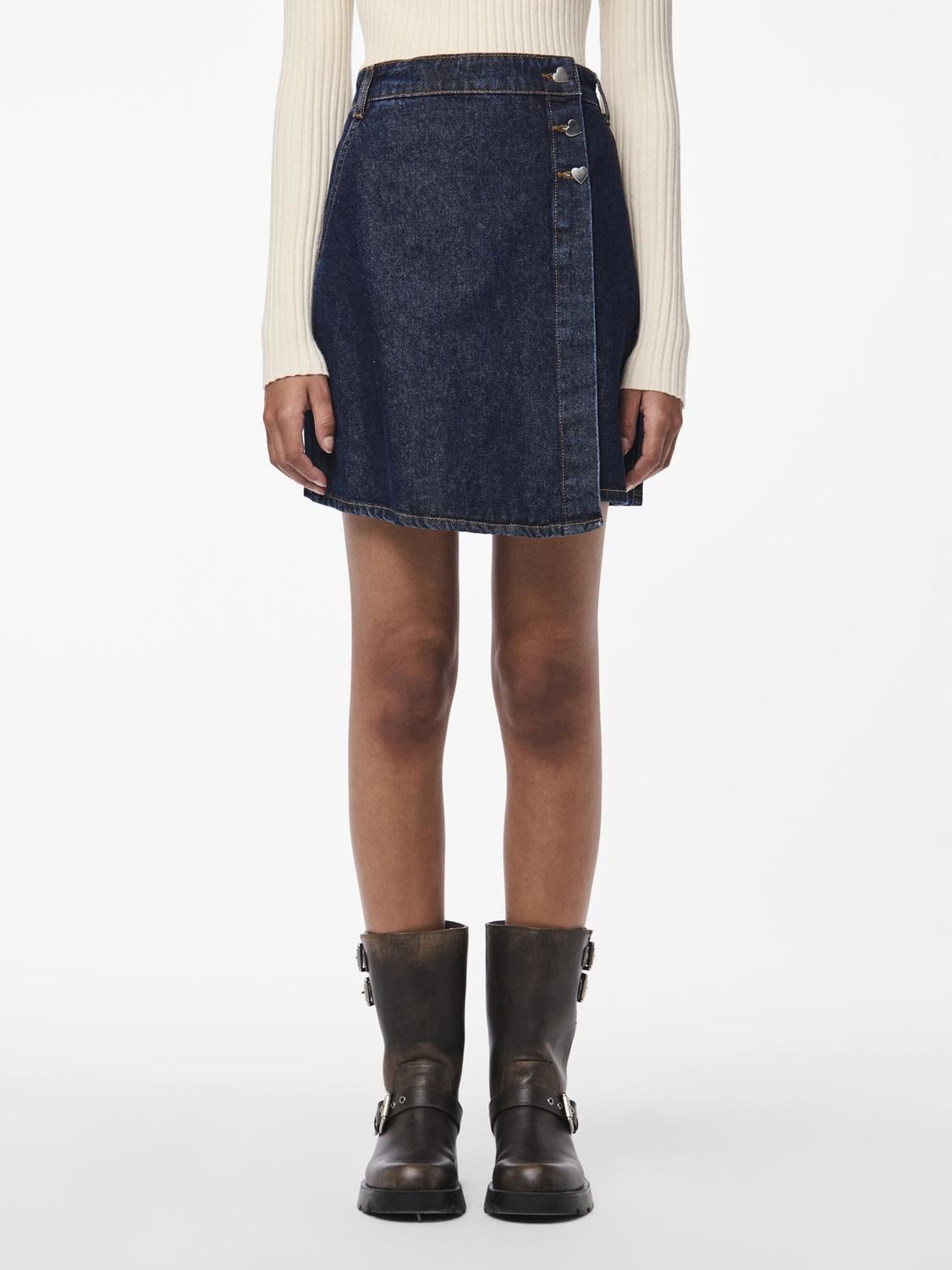 Jupes courtes Pcnevin Hw Mini Skirt femme bleu Pieces Jupes courtes Pcnevin Hw Mini Skirt femme bleu DARK BLUE DENIM