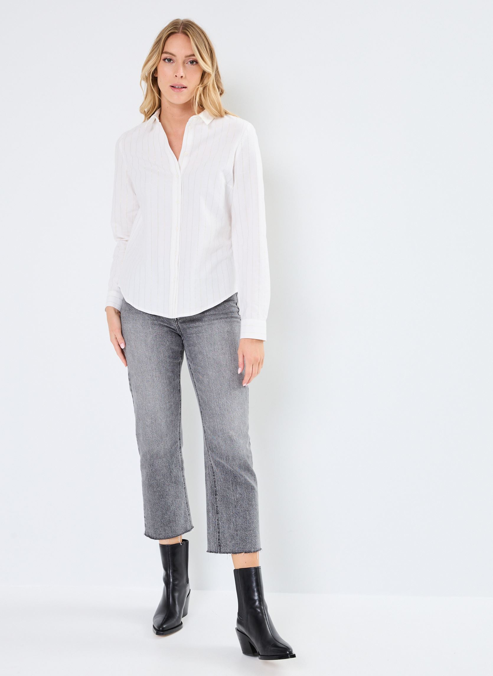Chemises manches longues Pcnirine Ls Lurex Shirt Pa femme blanc Pieces Chemises manches longues Pcnirine Ls Lurex Shirt Pa femme blanc Cloud Dancer