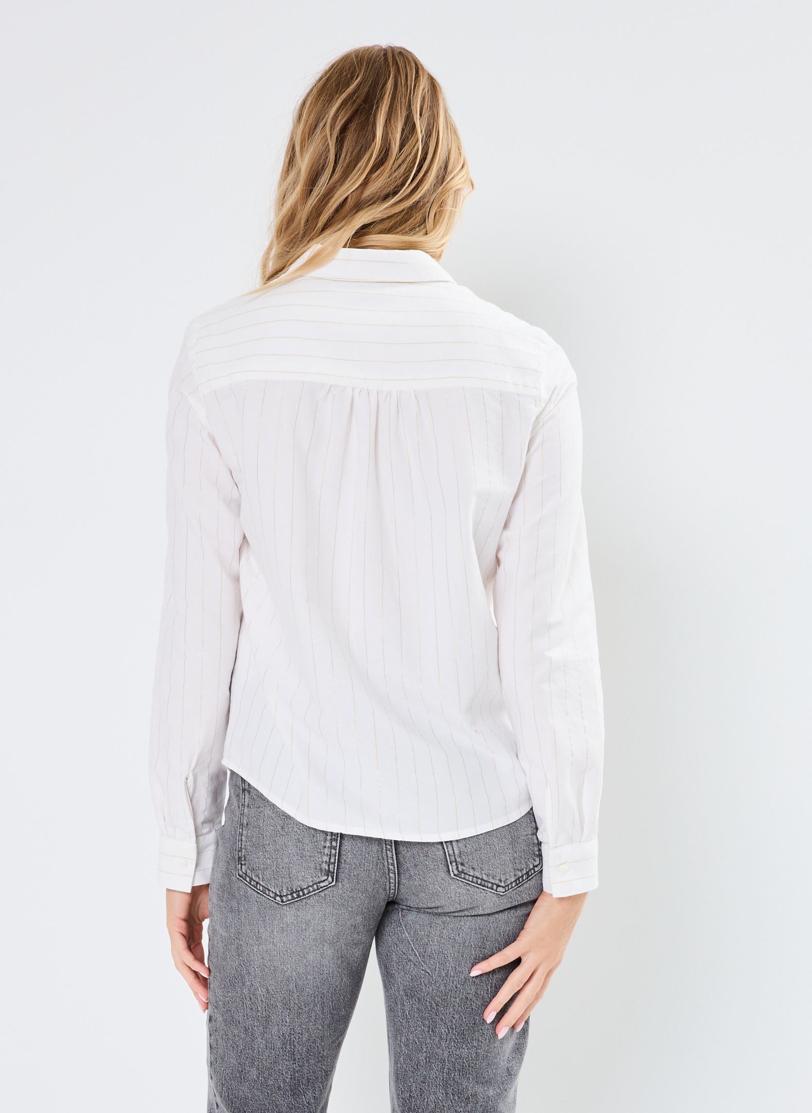 Chemises manches longues Pcnirine Ls Lurex Shirt Pa femme blanc Pieces Chemises manches longues Pcnirine Ls Lurex Shirt Pa femme blanc Cloud Dancer