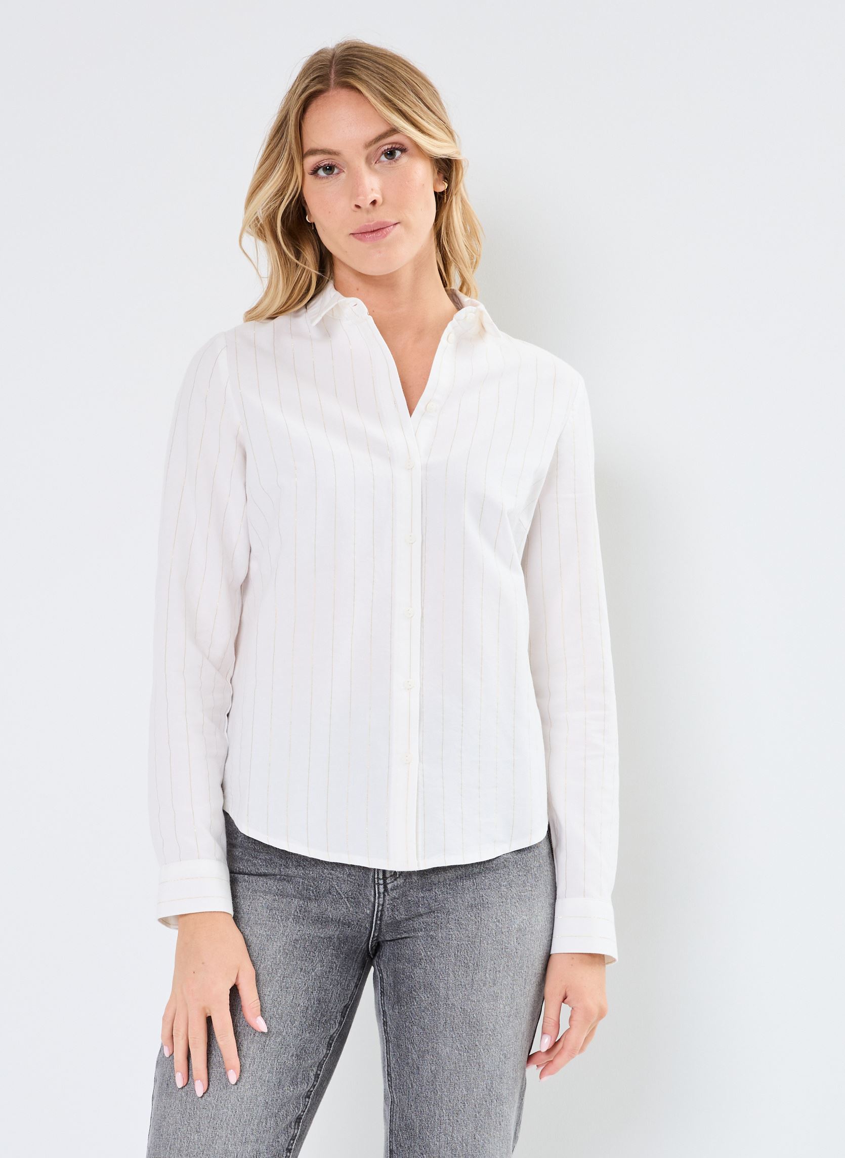Chemises manches longues Pcnirine Ls Lurex Shirt Pa femme blanc Pieces Chemises manches longues Pcnirine Ls Lurex Shirt Pa femme blanc Cloud Dancer