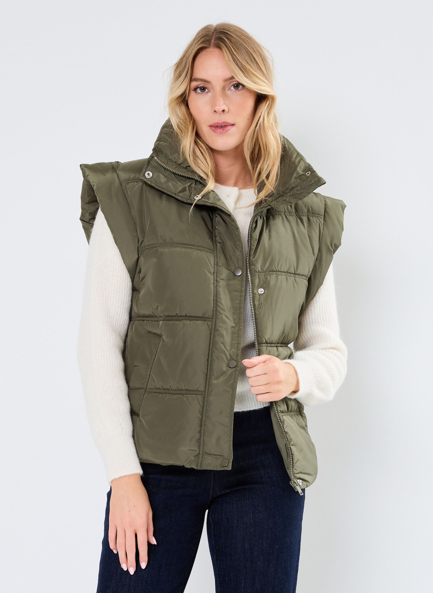 Doudounes sans manches Pcnoora Vest femme vert Pieces Doudounes sans manches Pcnoora Vest femme vert Forest Night