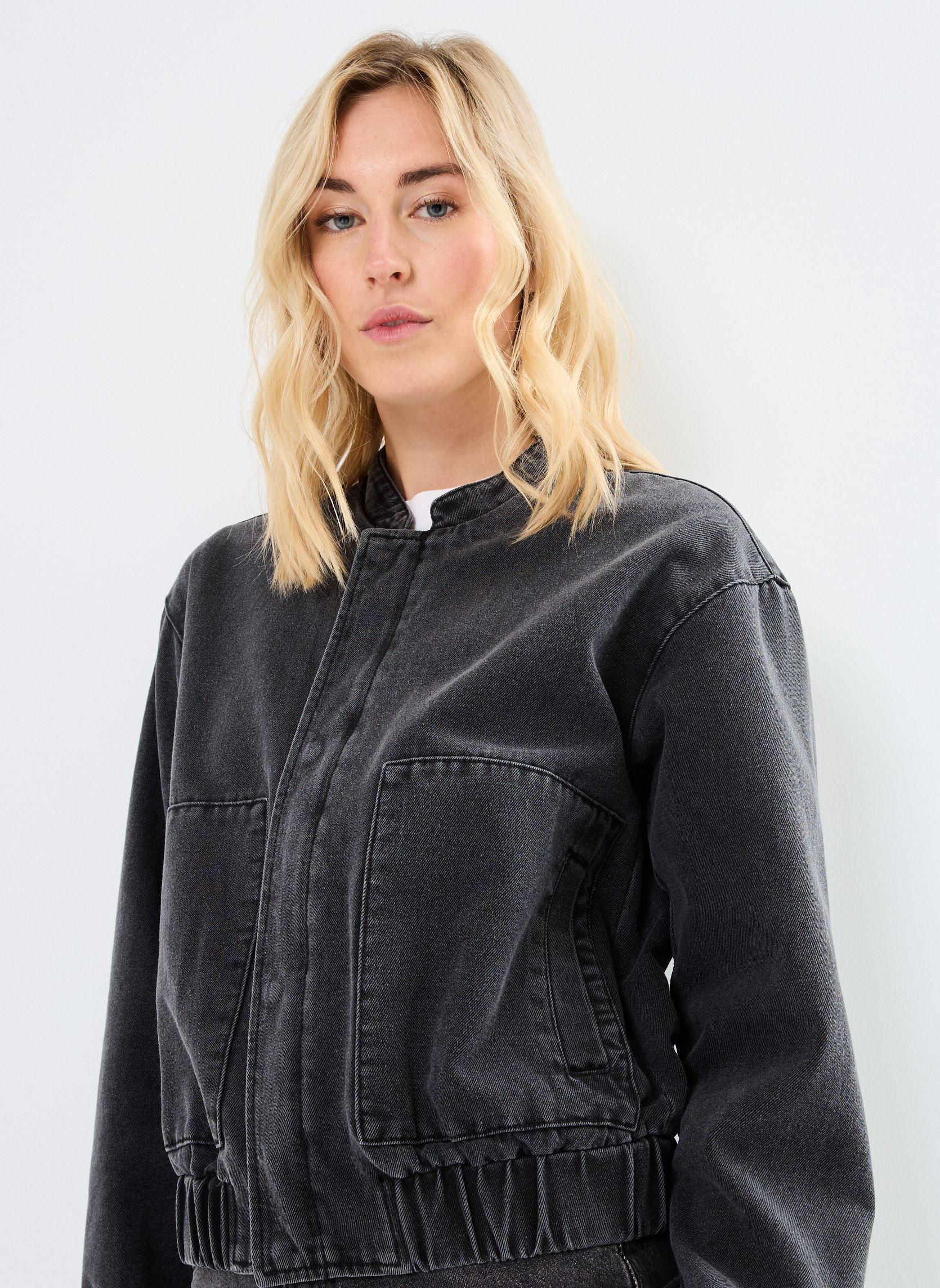 Jacken Pcpenelope Denim Bomber damen grau Pieces Jacken Pcpenelope Denim Bomber damen grau Medium Grey Melange