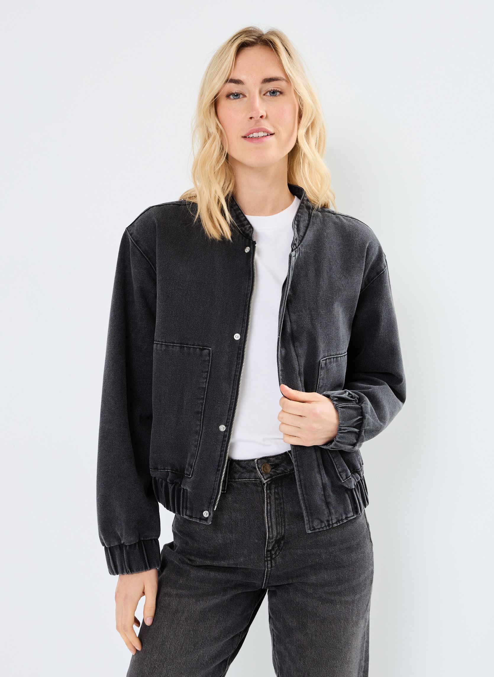 Jacken Pcpenelope Denim Bomber damen grau Pieces Jacken Pcpenelope Denim Bomber damen grau Medium Grey Melange