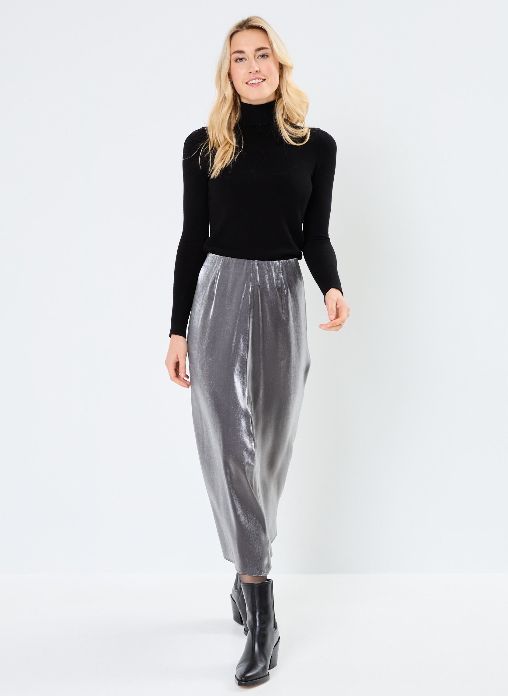 Jupes mi-longues Pcrola Hw Midi Skirt Bc femme gris Pieces Jupes mi-longues Pcrola Hw Midi Skirt Bc femme gris MAGNET
