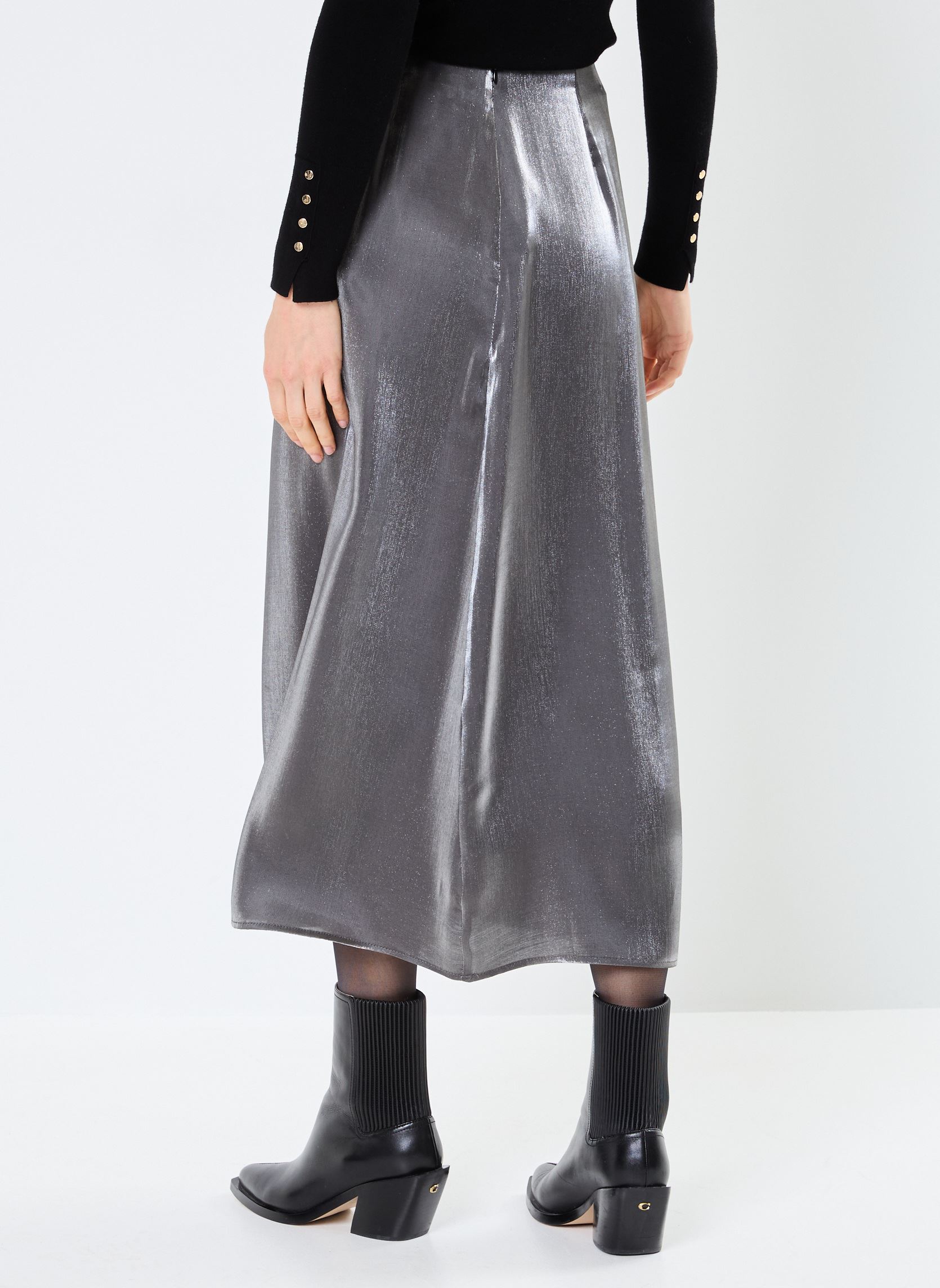Jupes mi-longues Pcrola Hw Midi Skirt Bc femme gris Pieces Jupes mi-longues Pcrola Hw Midi Skirt Bc femme gris MAGNET