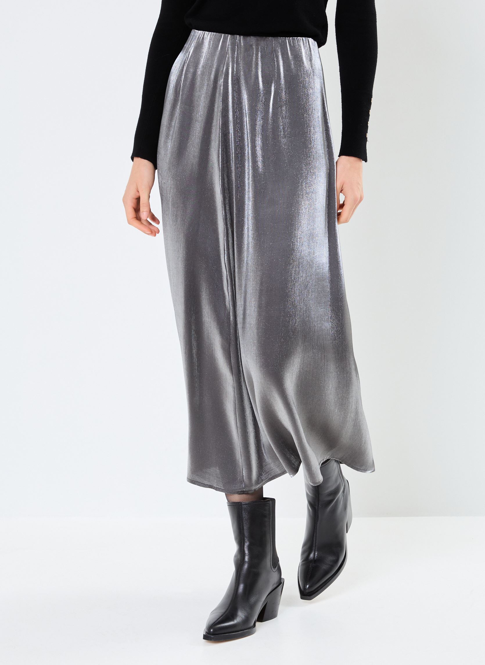 Jupes mi-longues Pcrola Hw Midi Skirt Bc femme gris Pieces Jupes mi-longues Pcrola Hw Midi Skirt Bc femme gris MAGNET
