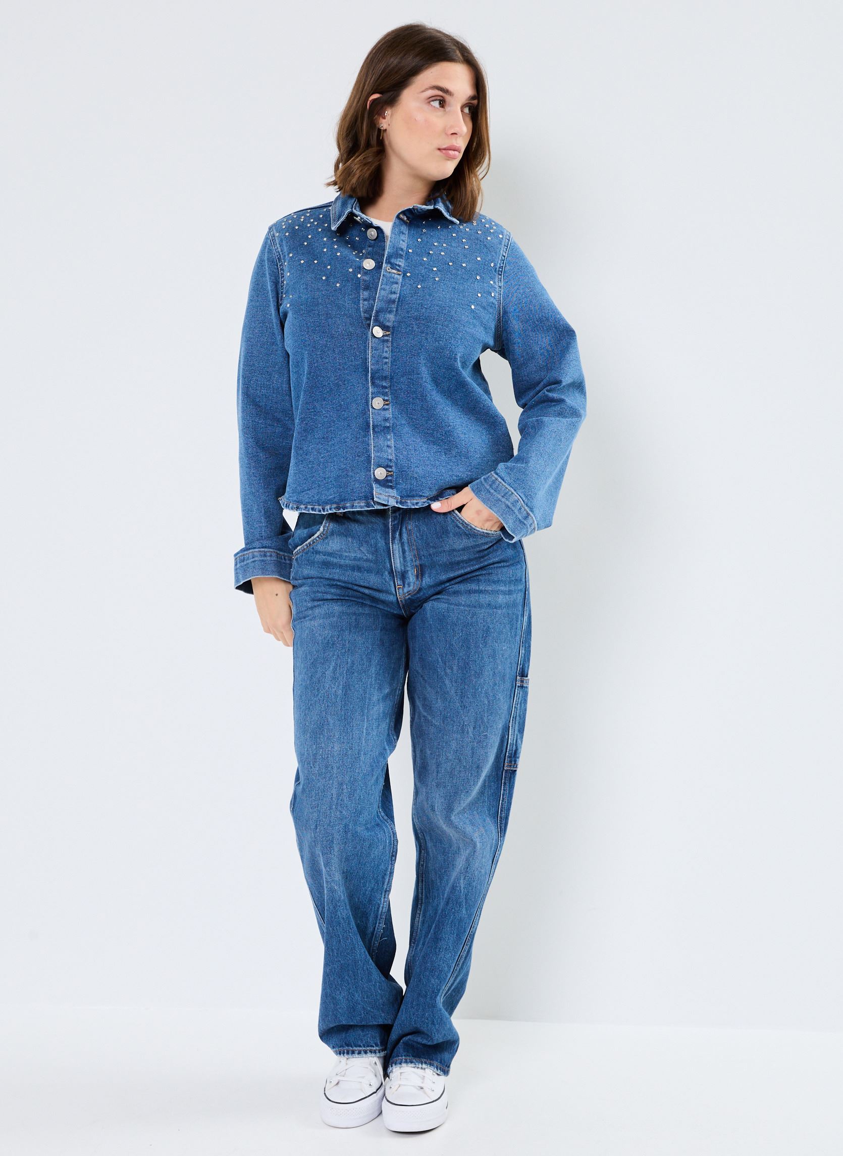 Langarm-Hemden Pcsiffi Ls Shirt damen blau Pieces Langarm-Hemden Pcsiffi Ls Shirt damen blau Medium Blue Denim