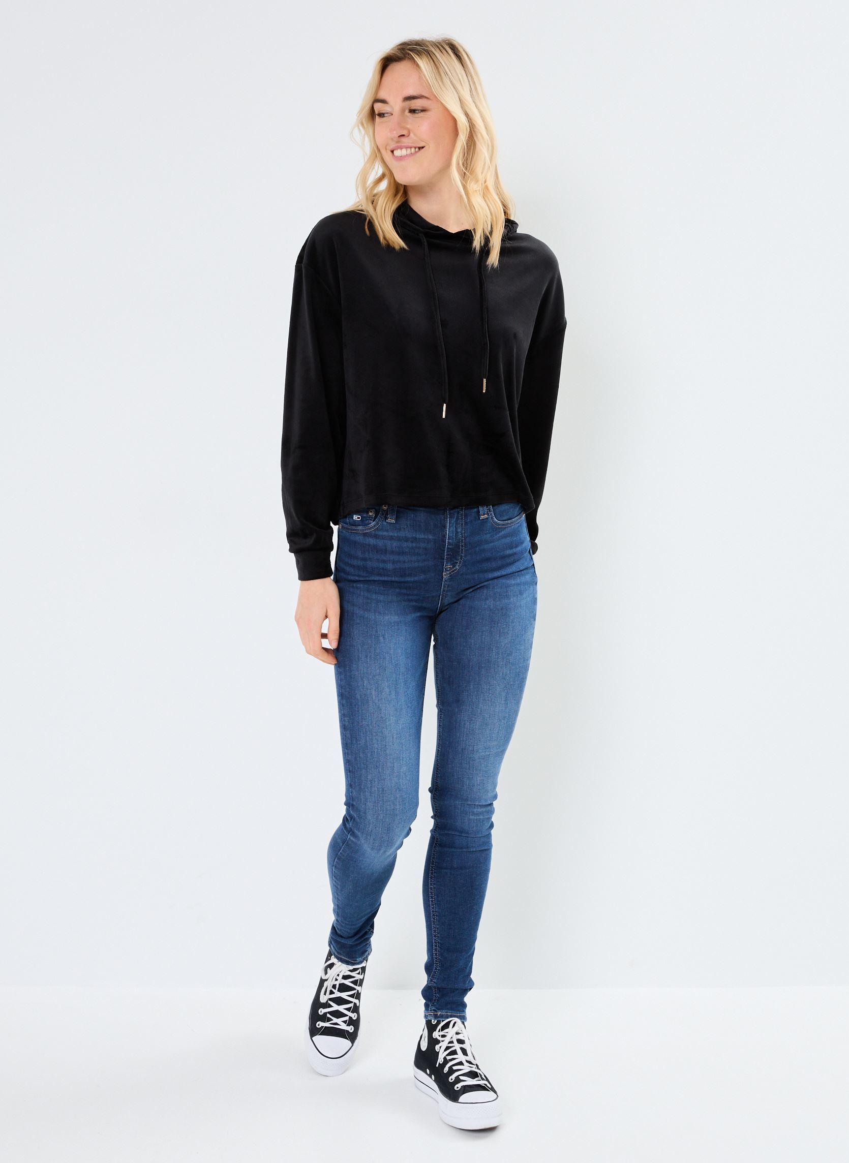 Hoodies Pcsilli Ls Velvet Hoodie Fc Bc dames zwart Pieces Hoodies Pcsilli Ls Velvet Hoodie Fc Bc dames zwart Black