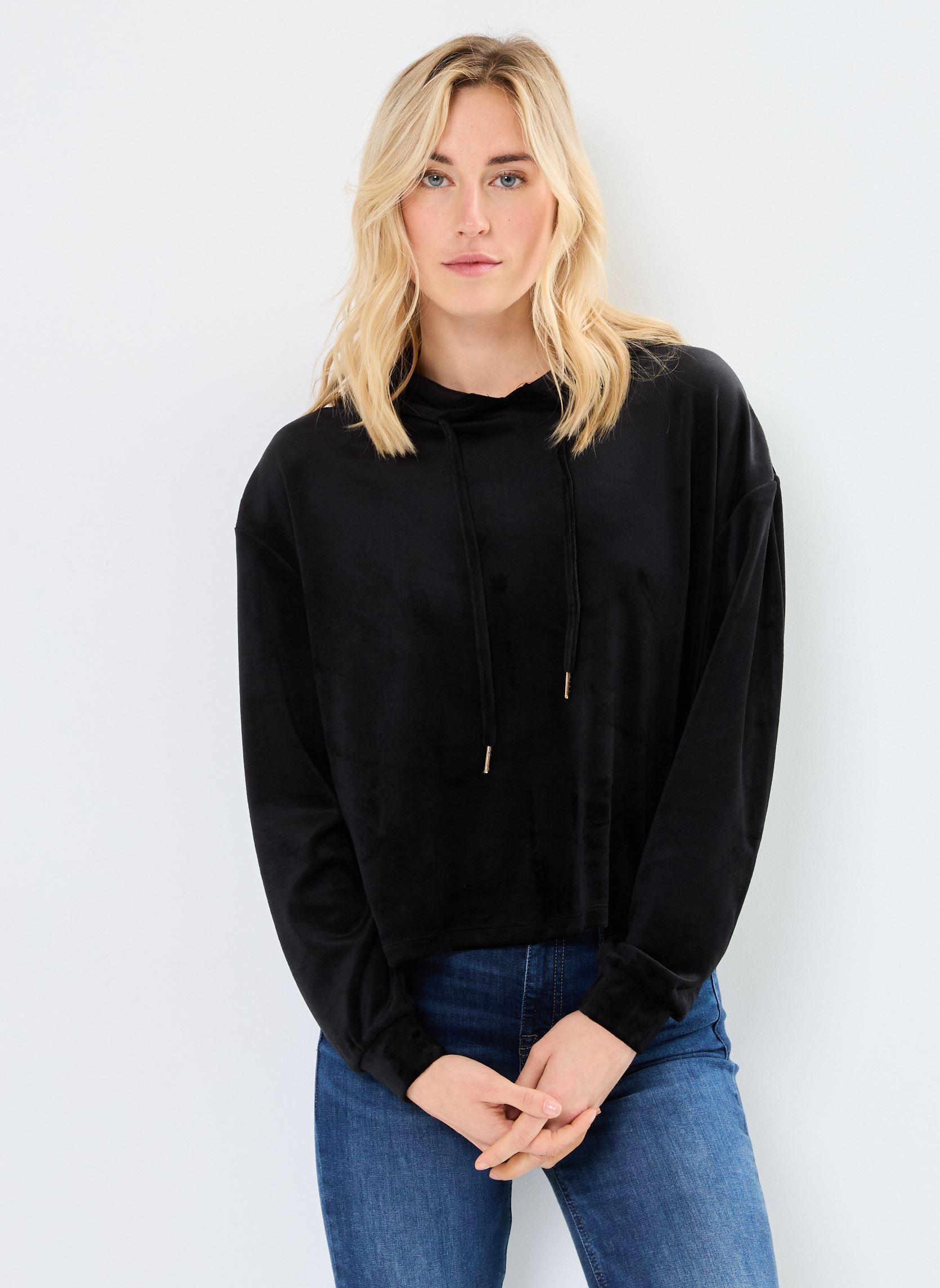 Hoodies Pcsilli Ls Velvet Hoodie Fc Bc dames zwart Pieces Hoodies Pcsilli Ls Velvet Hoodie Fc Bc dames zwart Black