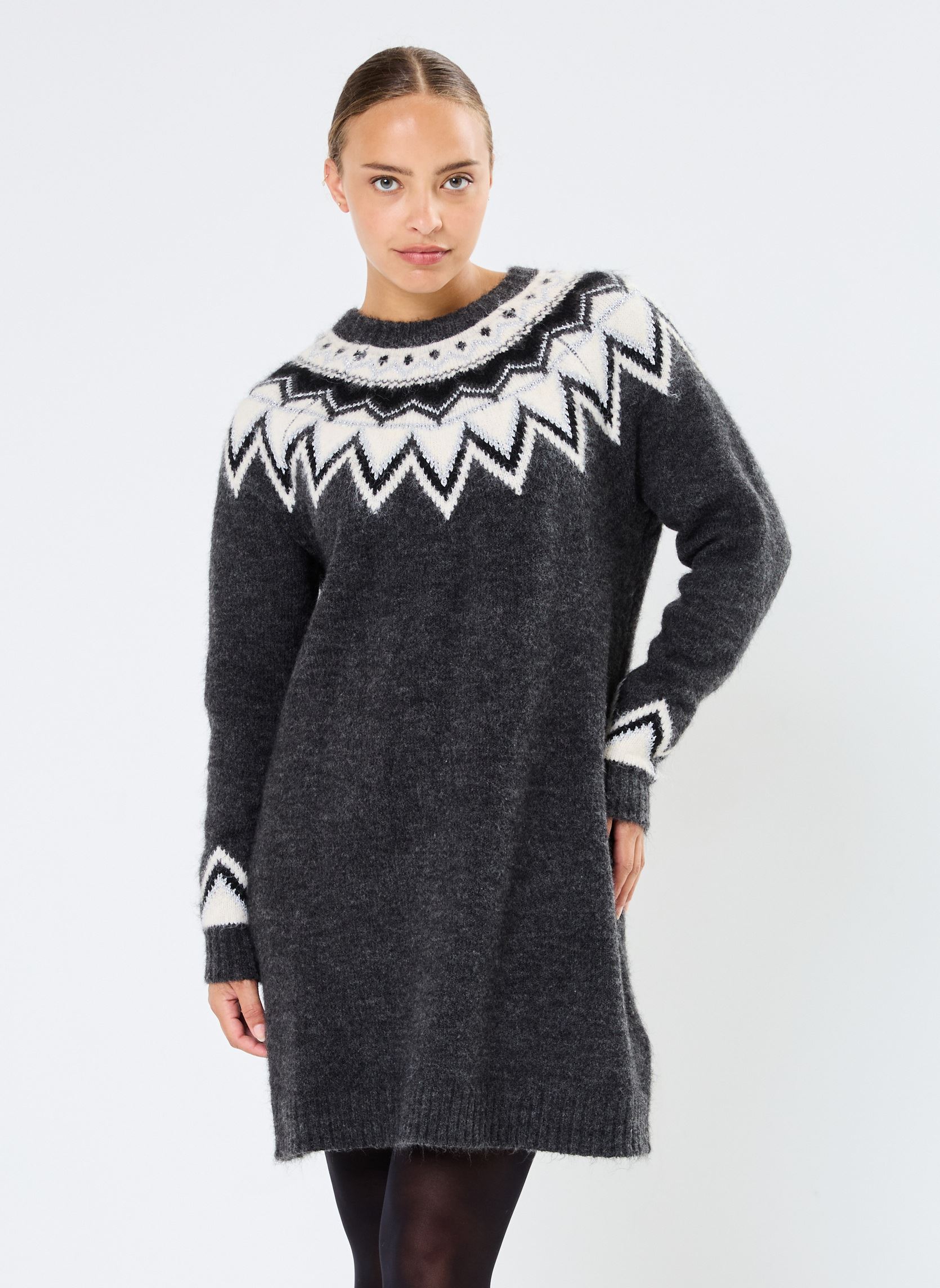 Jurken RJACQUARD dames grijs MADE BY Jurken RJACQUARD dames grijs GRIS CHINÉ FONCÉ