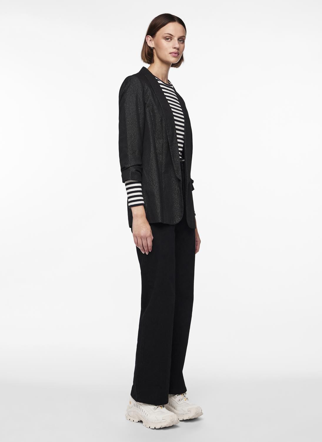 Vestes de blazer Pcbosella 3/4 Glitter Blazer Mm femme noir Pieces Vestes de blazer Pcbosella 3/4 Glitter Blazer Mm femme noir Black