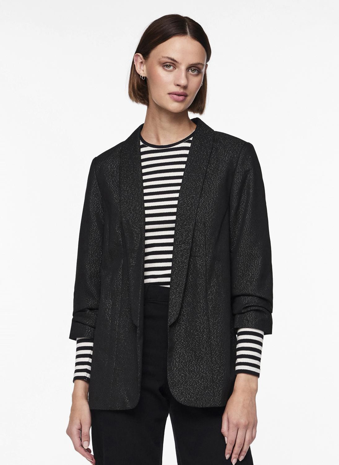 Vestes de blazer Pcbosella 3/4 Glitter Blazer Mm femme noir Pieces Vestes de blazer Pcbosella 3/4 Glitter Blazer Mm femme noir Black