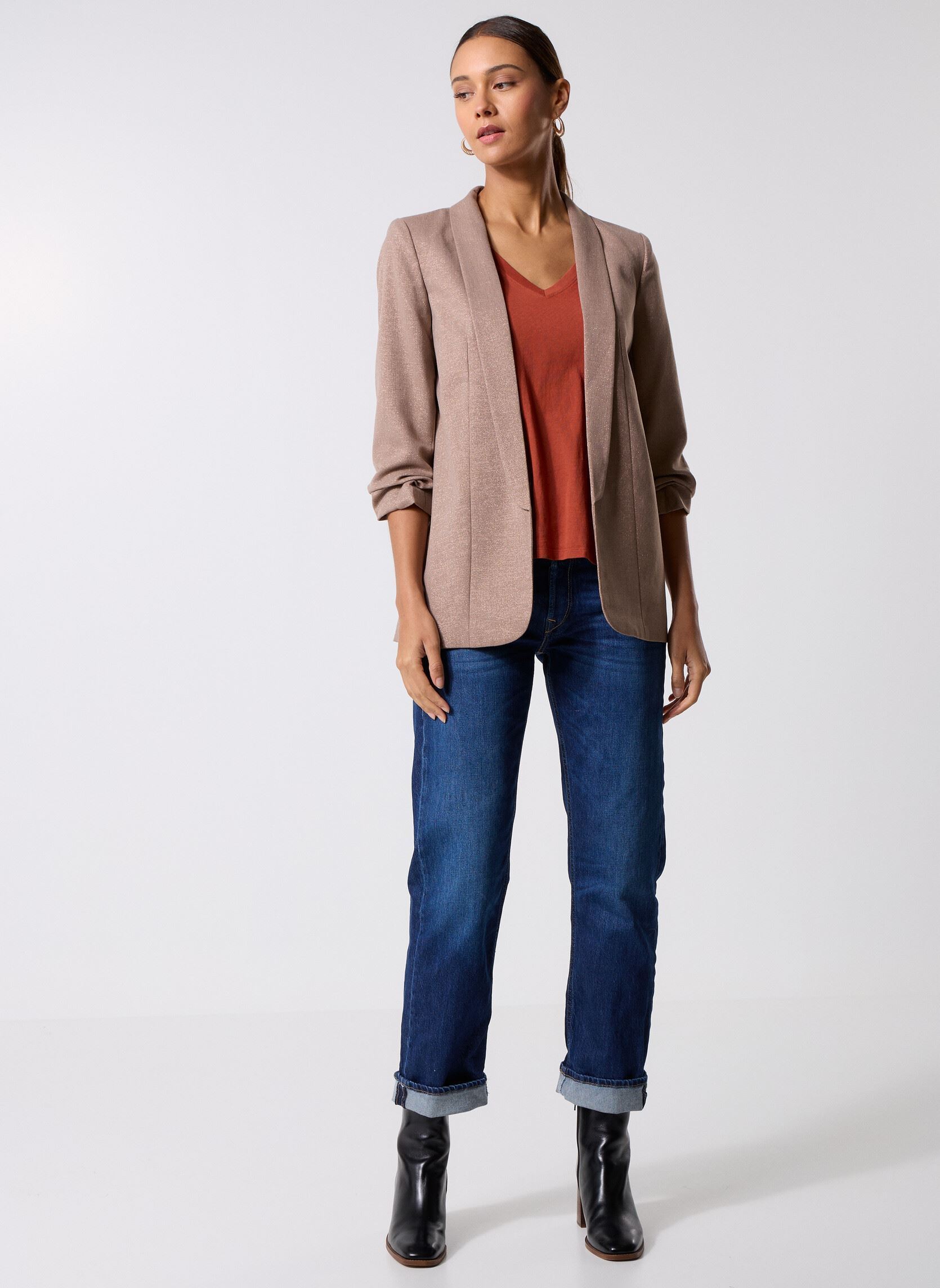 Blazer Pcbosella 3/4 Glitter Blazer Mm damen beige Pieces Blazer Pcbosella 3/4 Glitter Blazer Mm damen beige Fossil