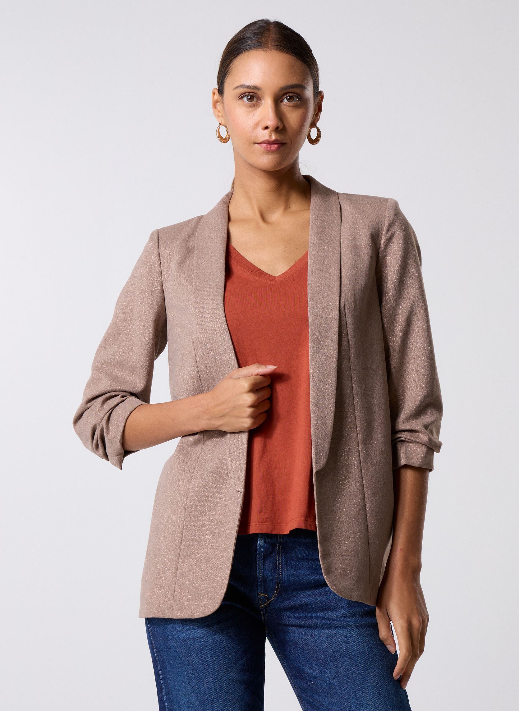 Blazer Pcbosella 3/4 Glitter Blazer Mm damen beige Pieces Blazer Pcbosella 3/4 Glitter Blazer Mm damen beige Fossil