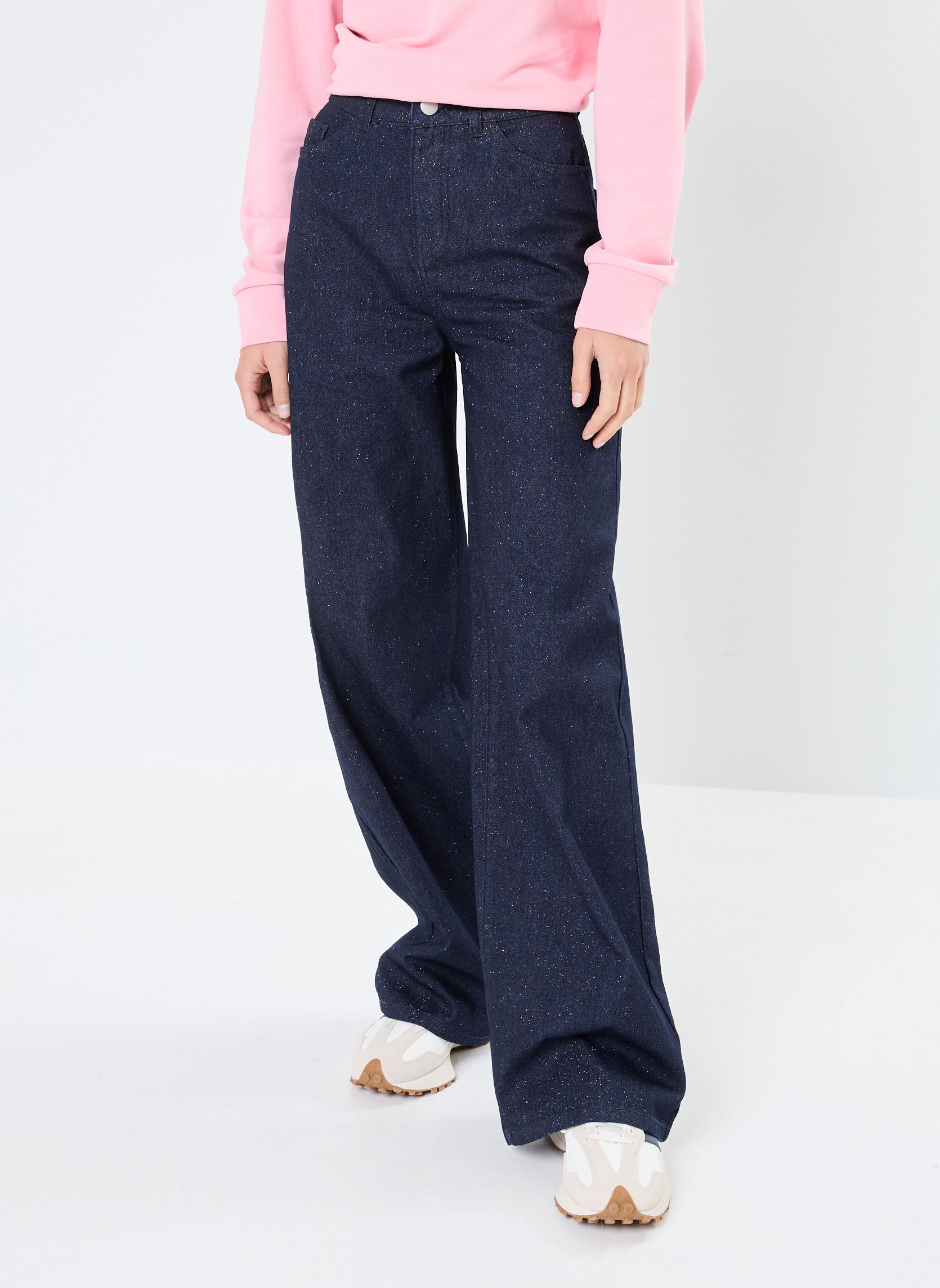 Wijde jeans / Flared Jeans Pcrevin Hw Wide Foil Jeans dames blauw Pieces Wijde jeans / Flared Jeans Pcrevin Hw Wide Foil Jeans dames blauw Dark Blue Denim