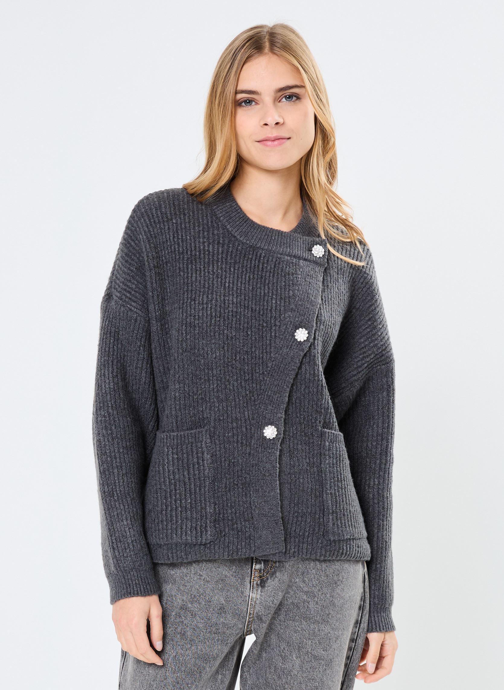 Gilets Pcsiga Ls Overlap Knit Cardigan Bc femme gris Pieces Gilets Pcsiga Ls Overlap Knit Cardigan Bc femme gris MAGNET