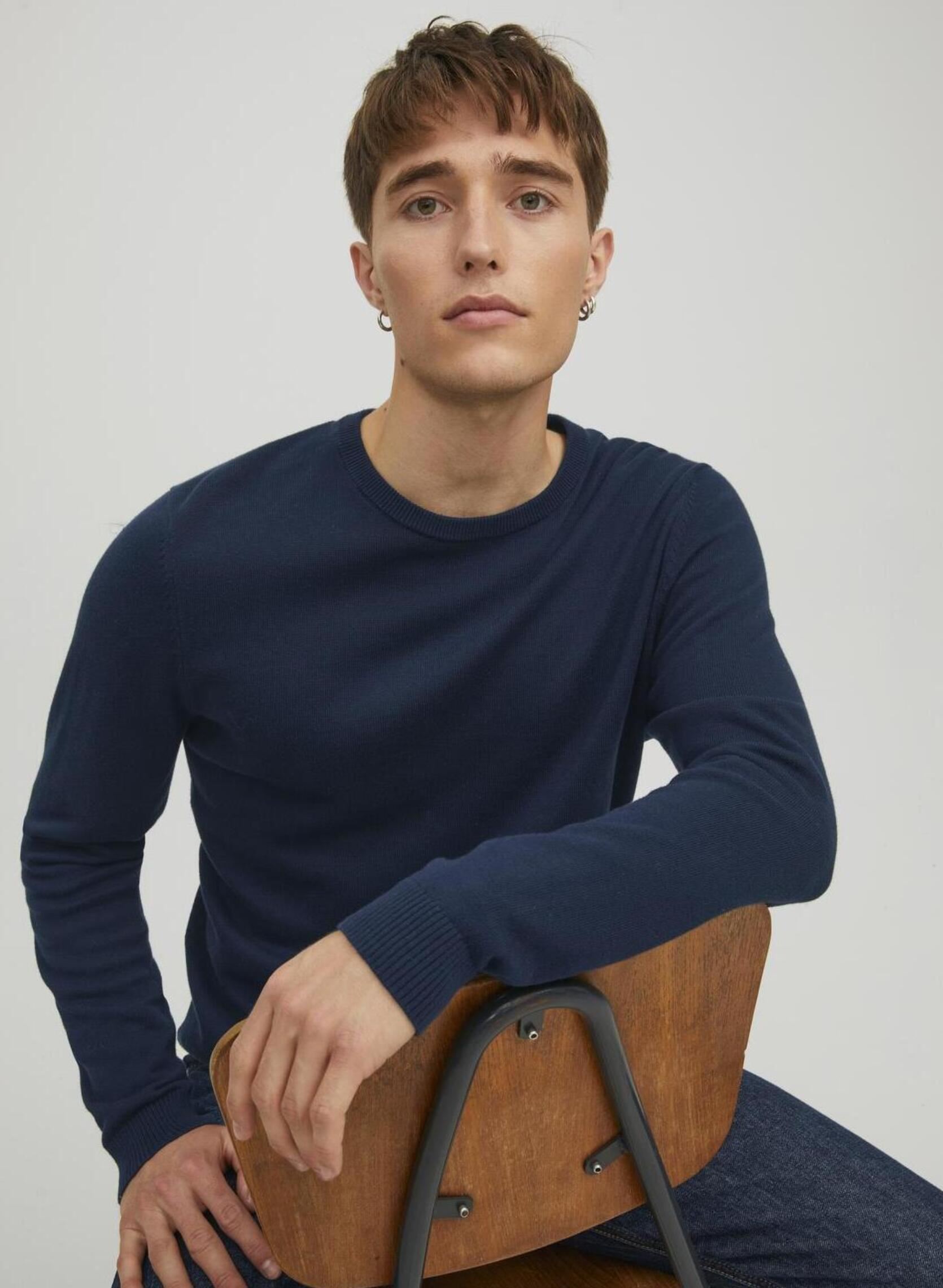 Pullover Jjebasic knit Crew Noos herren blau Jack & Jones Pullover Jjebasic knit Crew Noos herren blau Navy Blazer