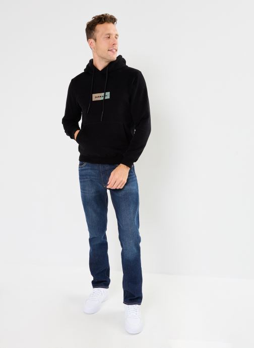 JACK & JONES Jorbronx Arch Big Sweat Felpa Con Cappuccio Uomo - Nero, Taglia M, Cotone Spazzolato