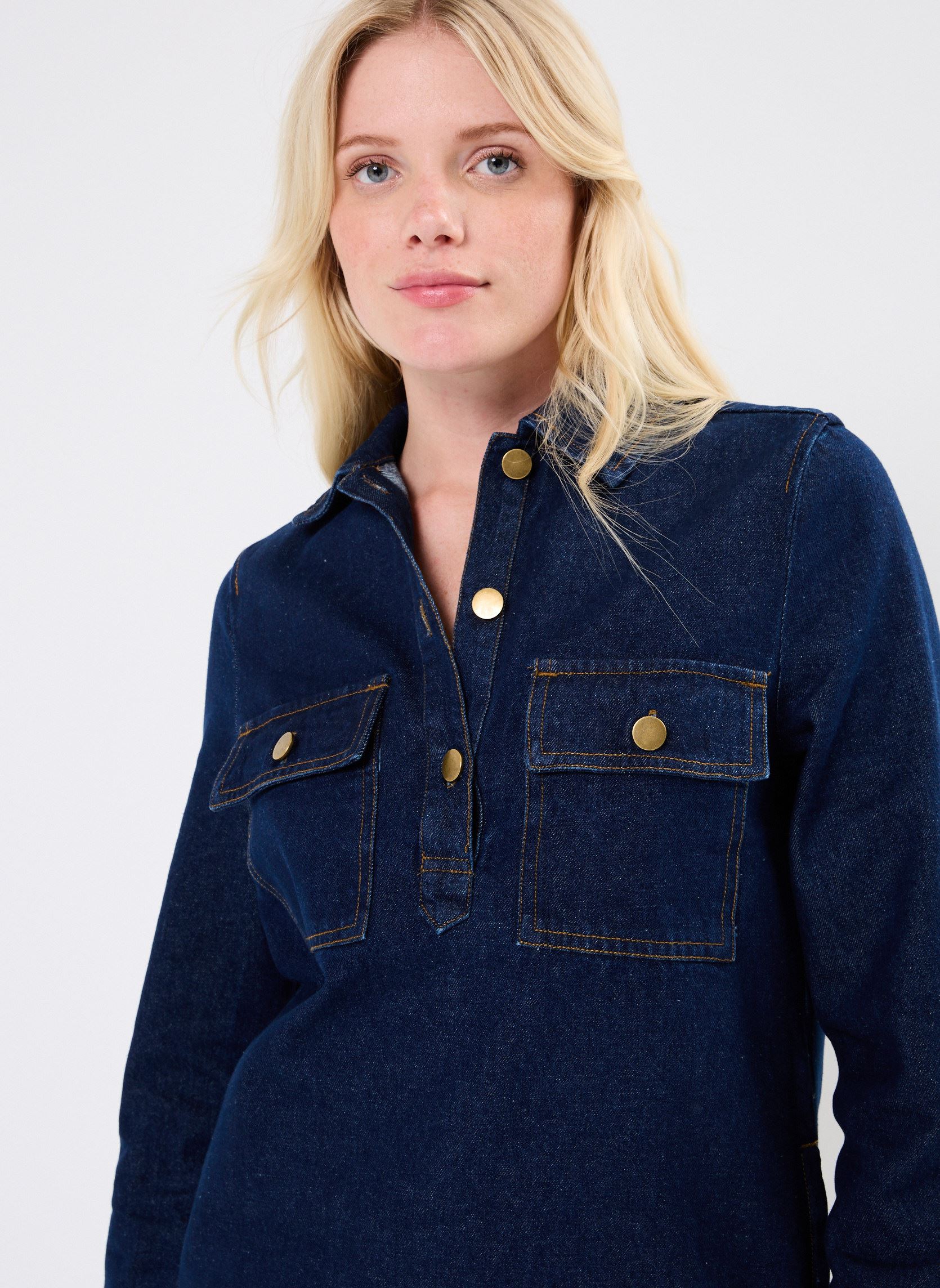 Kleider Habi damen blau ARTLOVE Kleider Habi damen blau DENIM-BLUE