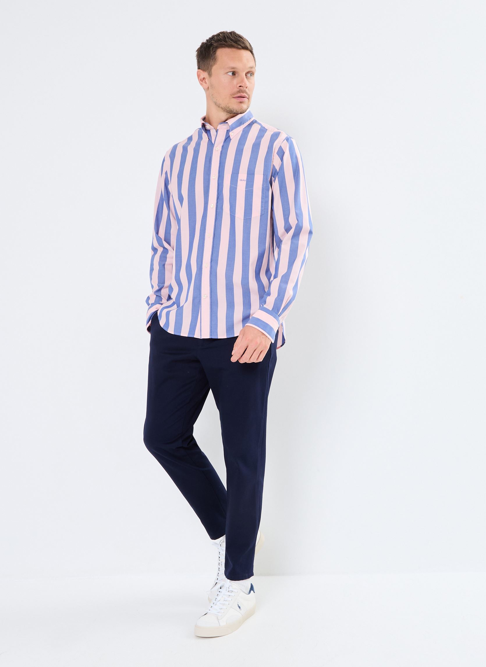 Chemises Reg Poplin Parasol Stripe Shirt homme rose GANT Chemises Reg Poplin Parasol Stripe Shirt homme rose ROSE