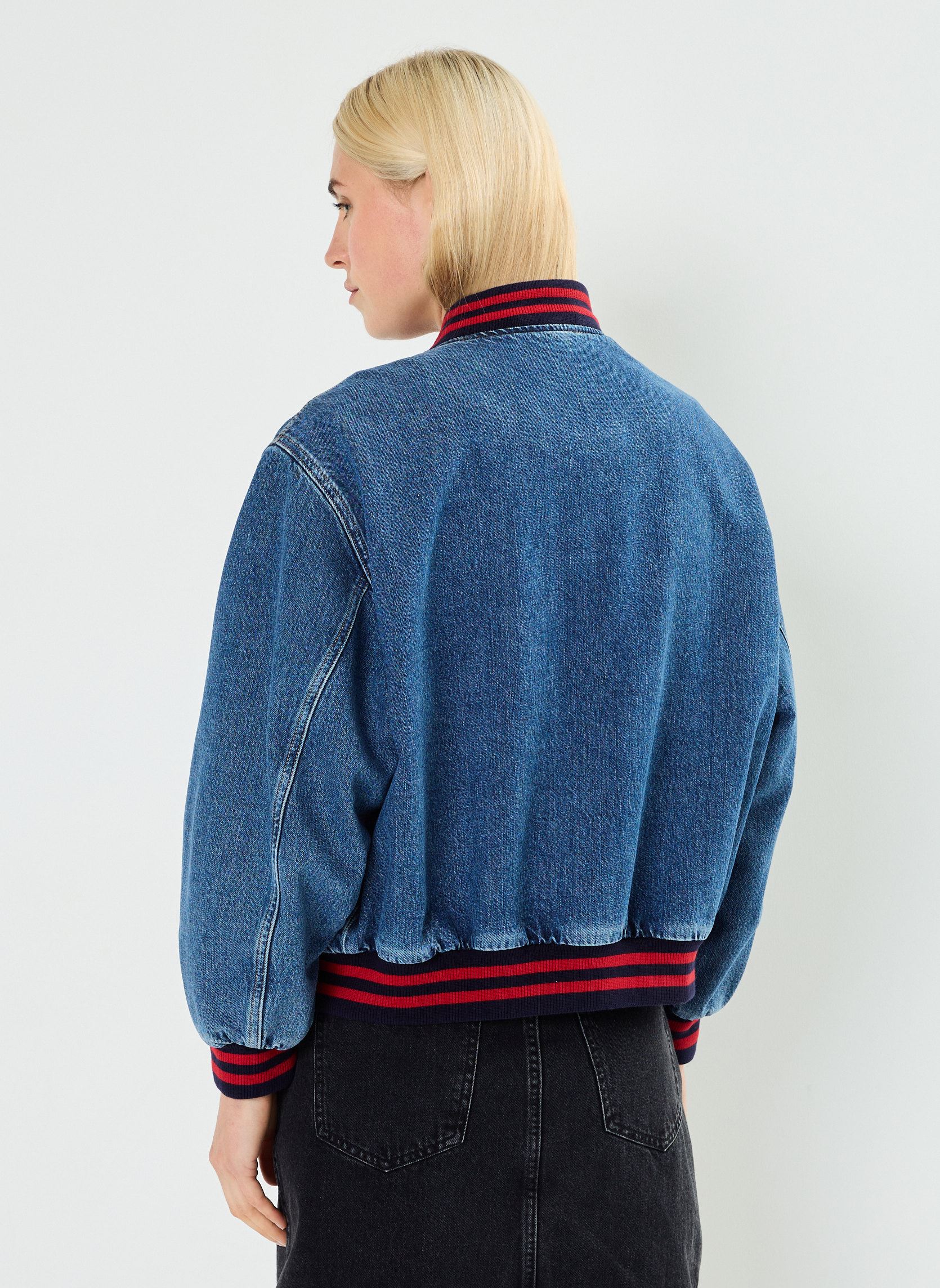 Blousons Denim Varsity Jacket femme bleu GANT Blousons Denim Varsity Jacket femme bleu INDIGO DELAVE FORT