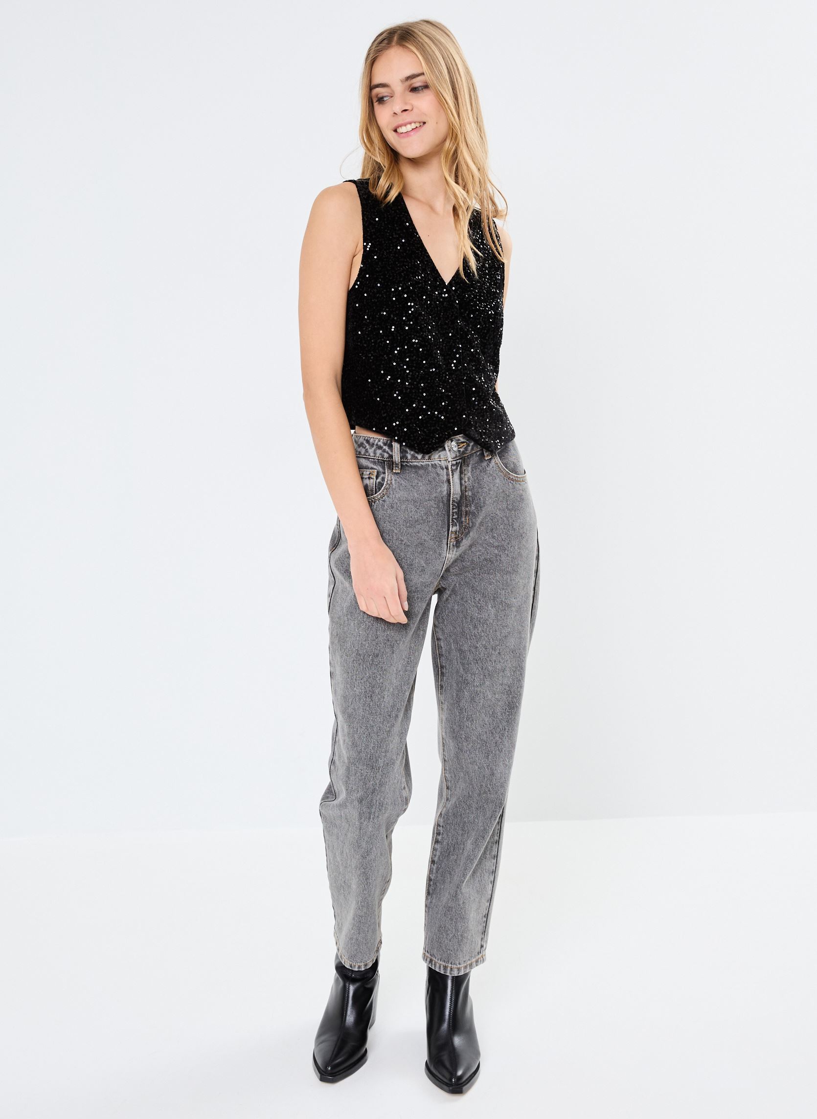 Vestes sans manches VESTI-SEQUIN fête femme noir Georgia Rose Vestes sans manches VESTI-SEQUIN fête femme noir Black Beauty