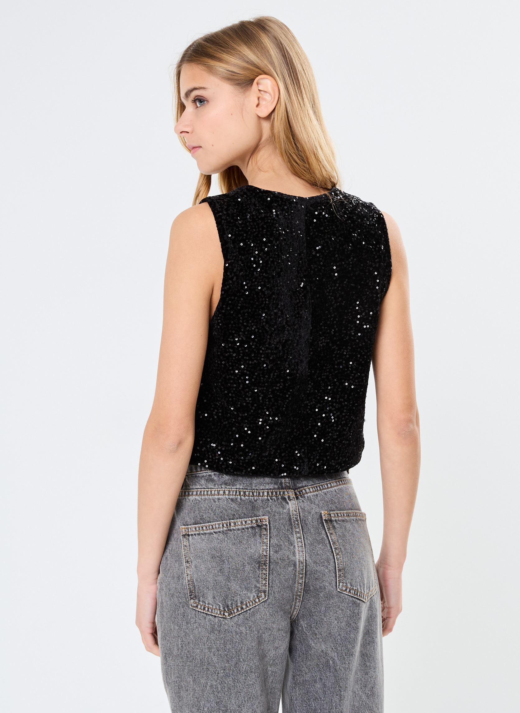 Vestes sans manches VESTI-SEQUIN fête femme noir Georgia Rose Vestes sans manches VESTI-SEQUIN fête femme noir Black Beauty