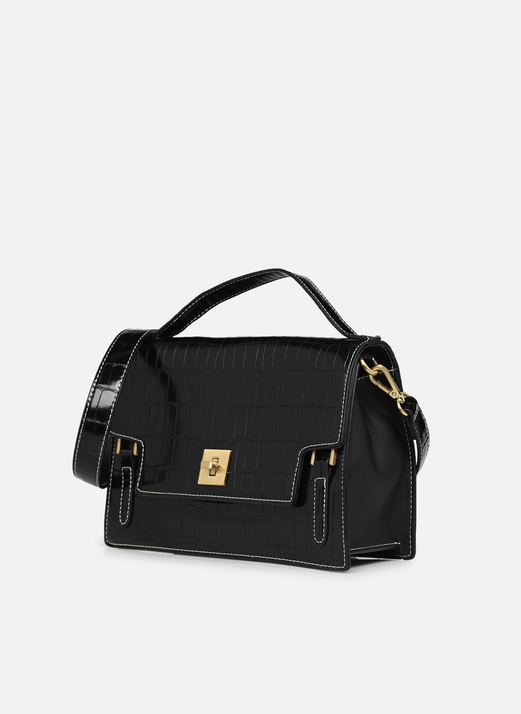 Schoudertassen Sac croco bandoulière BACRO dames zwart MADE BY Schoudertassen Sac croco bandoulière BACRO dames zwart NOIR