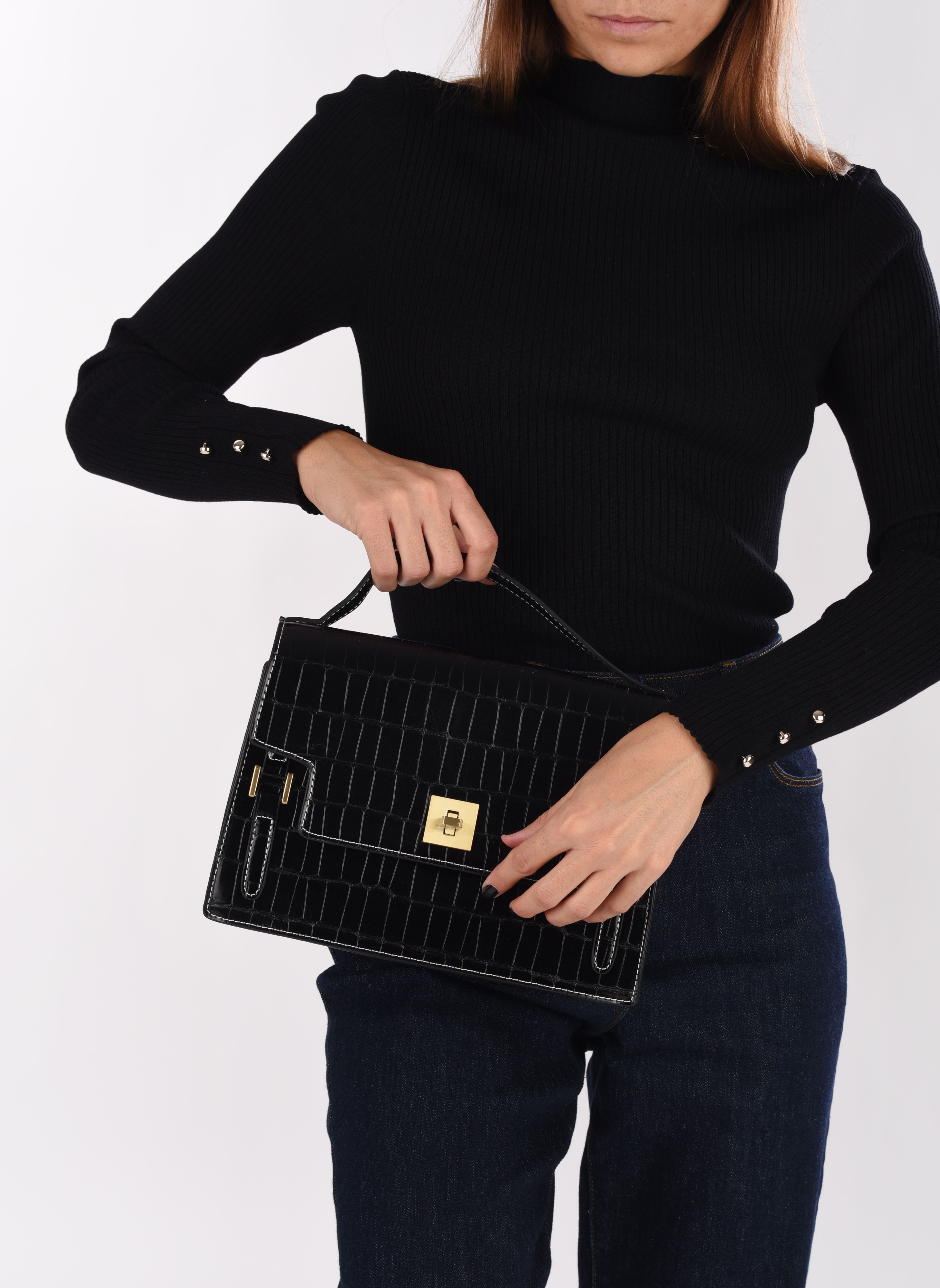 Schoudertassen Sac croco bandoulière BACRO dames zwart MADE BY Schoudertassen Sac croco bandoulière BACRO dames zwart NOIR