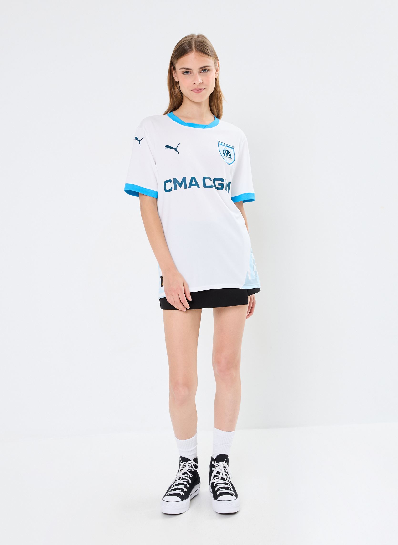 Tee-shirts manches courtes Maillot de foot Olympique de Marseille r femme noir Puma Tee-shirts manches courtes Maillot de foot Olympique de Marseille r femme noir PUMA WHITE-BLEU AZUR