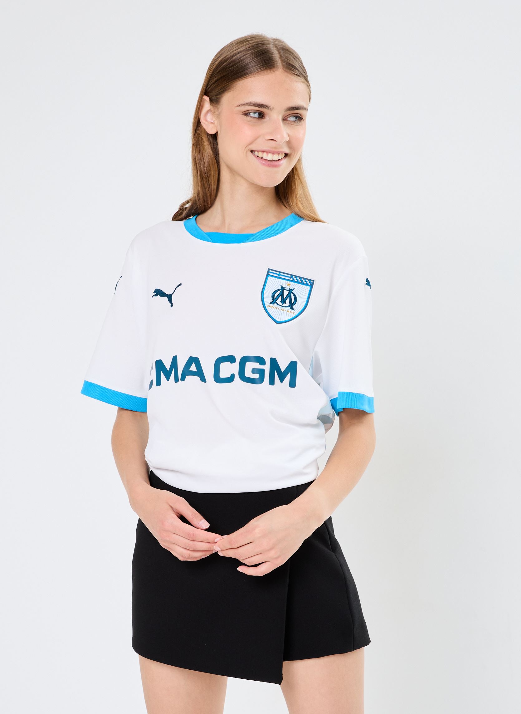 Tee-shirts manches courtes Maillot de foot Olympique de Marseille r femme noir Puma Tee-shirts manches courtes Maillot de foot Olympique de Marseille r femme noir PUMA WHITE-BLEU AZUR