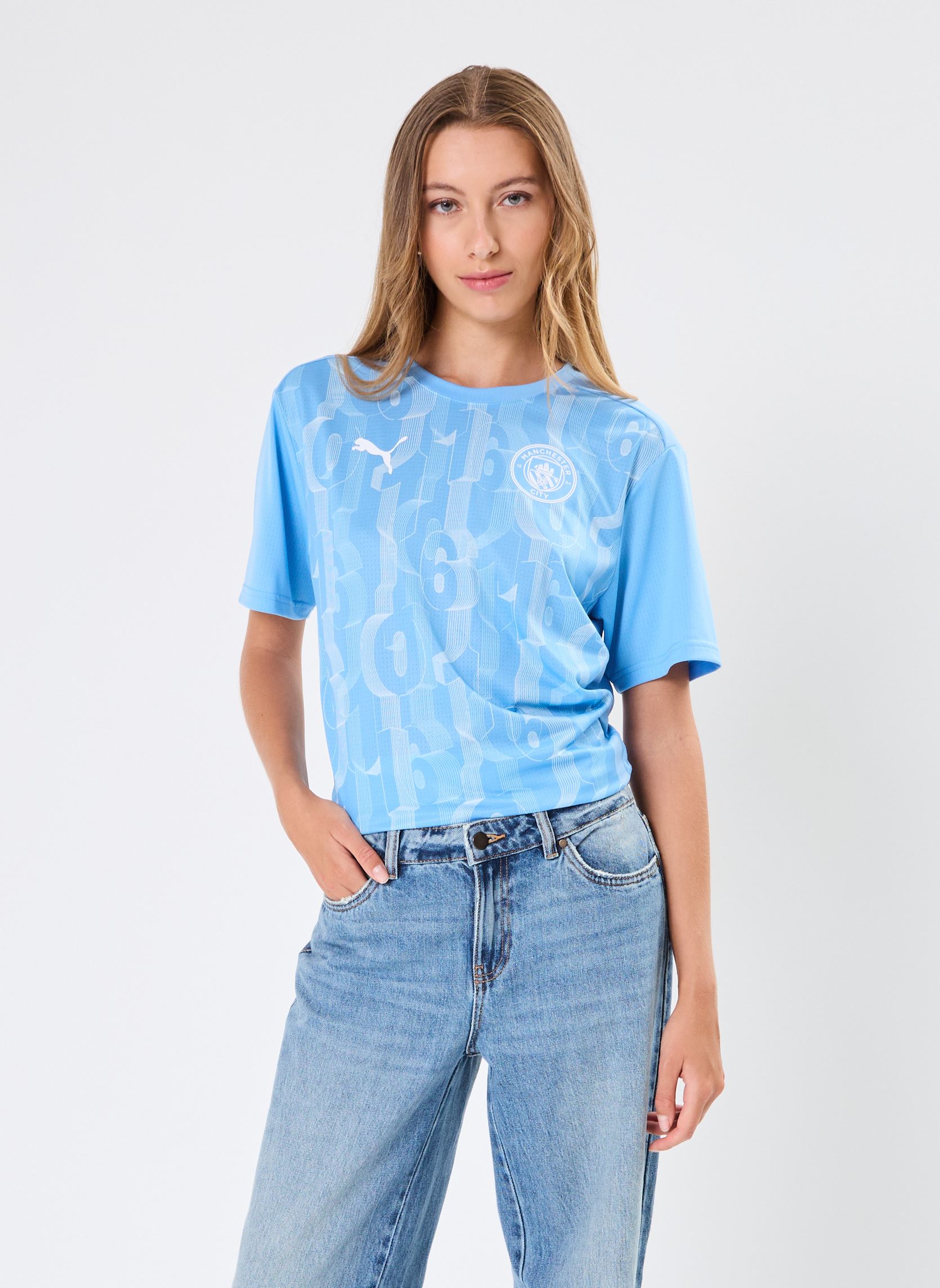 Tee-shirts manches courtes Maillot de foot Manchester City pré-matc femme noir Puma Tee-shirts manches courtes Maillot de foot Manchester City pré-matc femme noir TEAM LIGHT BLUE-PUMA WHITE