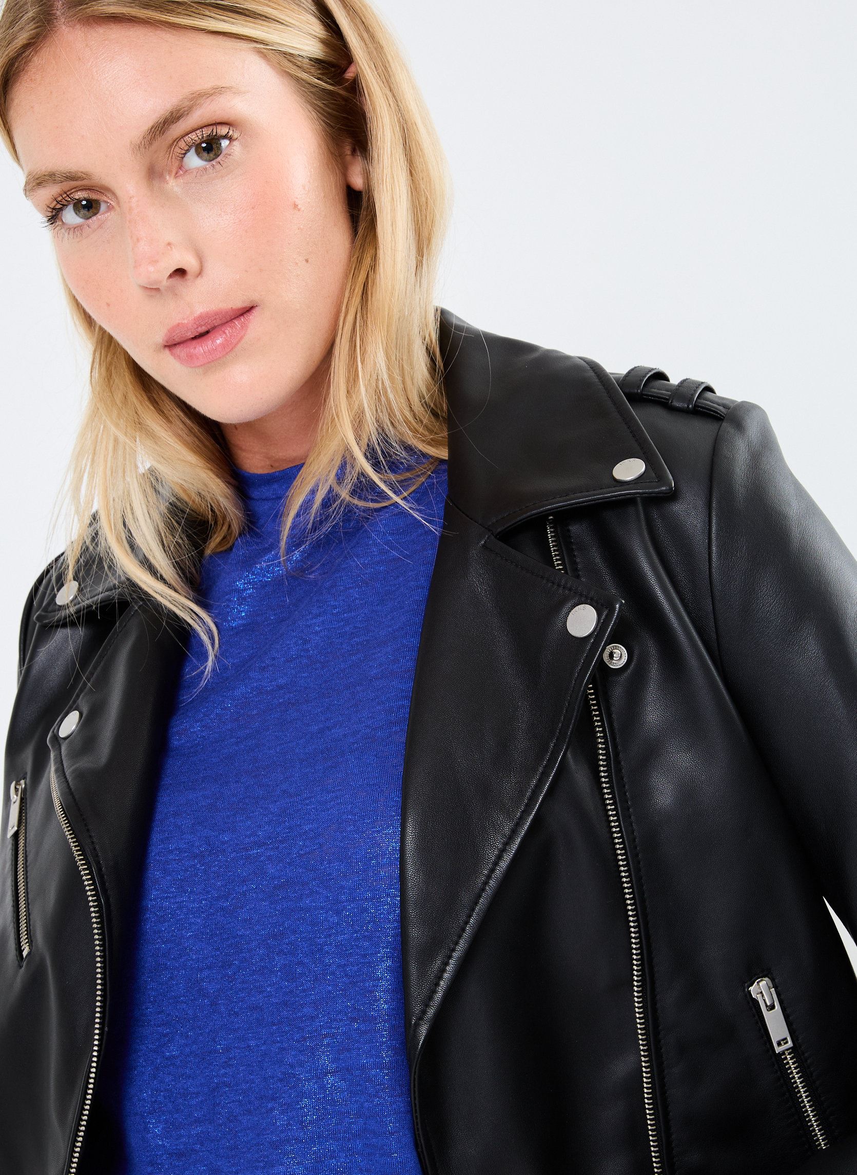Chaquetas de cuero BZ48065 mujer negro IKKS Women Chaquetas de cuero BZ48065 mujer negro NOIR