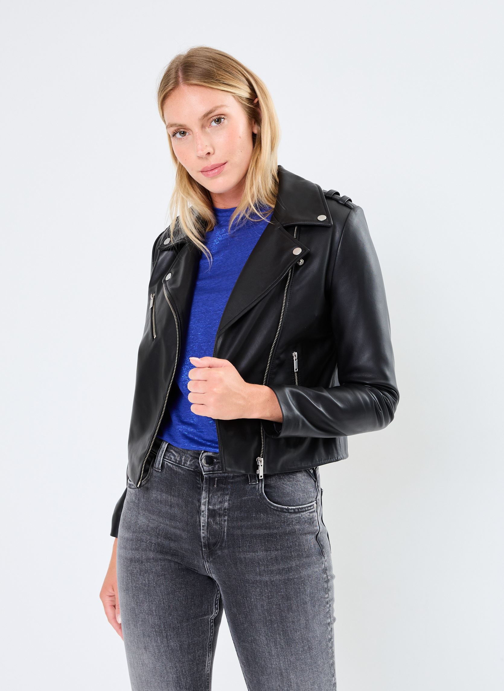 Chaquetas de cuero BZ48065 mujer negro IKKS Women Chaquetas de cuero BZ48065 mujer negro NOIR