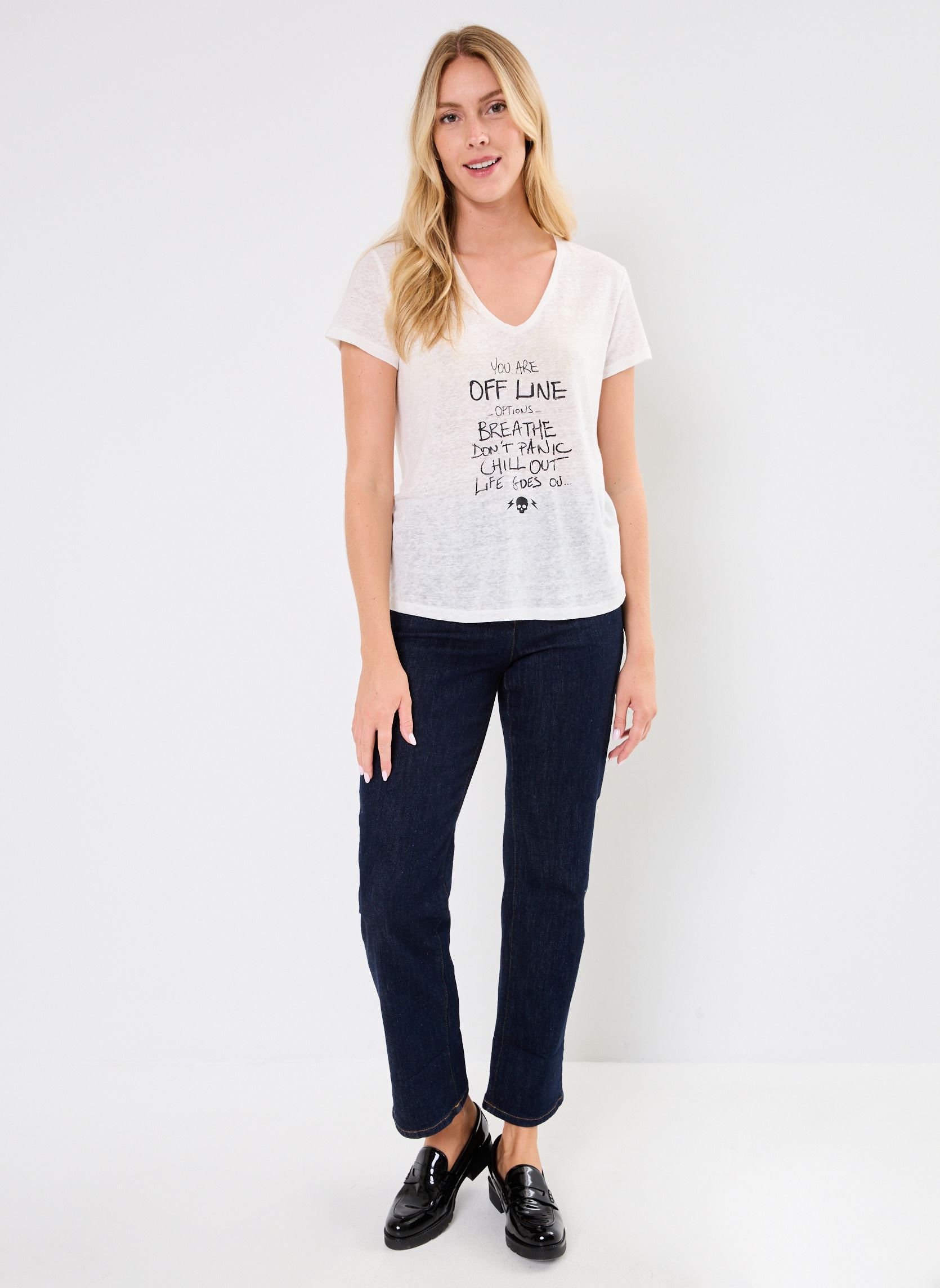 Tee-shirts manches courtes BZ10315 femme blanc IKKS Women Tee-shirts manches courtes BZ10315 femme blanc ECRU