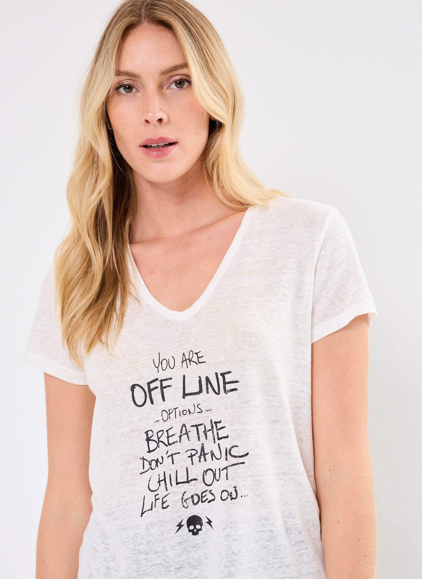 Tee-shirts manches courtes BZ10315 femme blanc IKKS Women Tee-shirts manches courtes BZ10315 femme blanc ECRU
