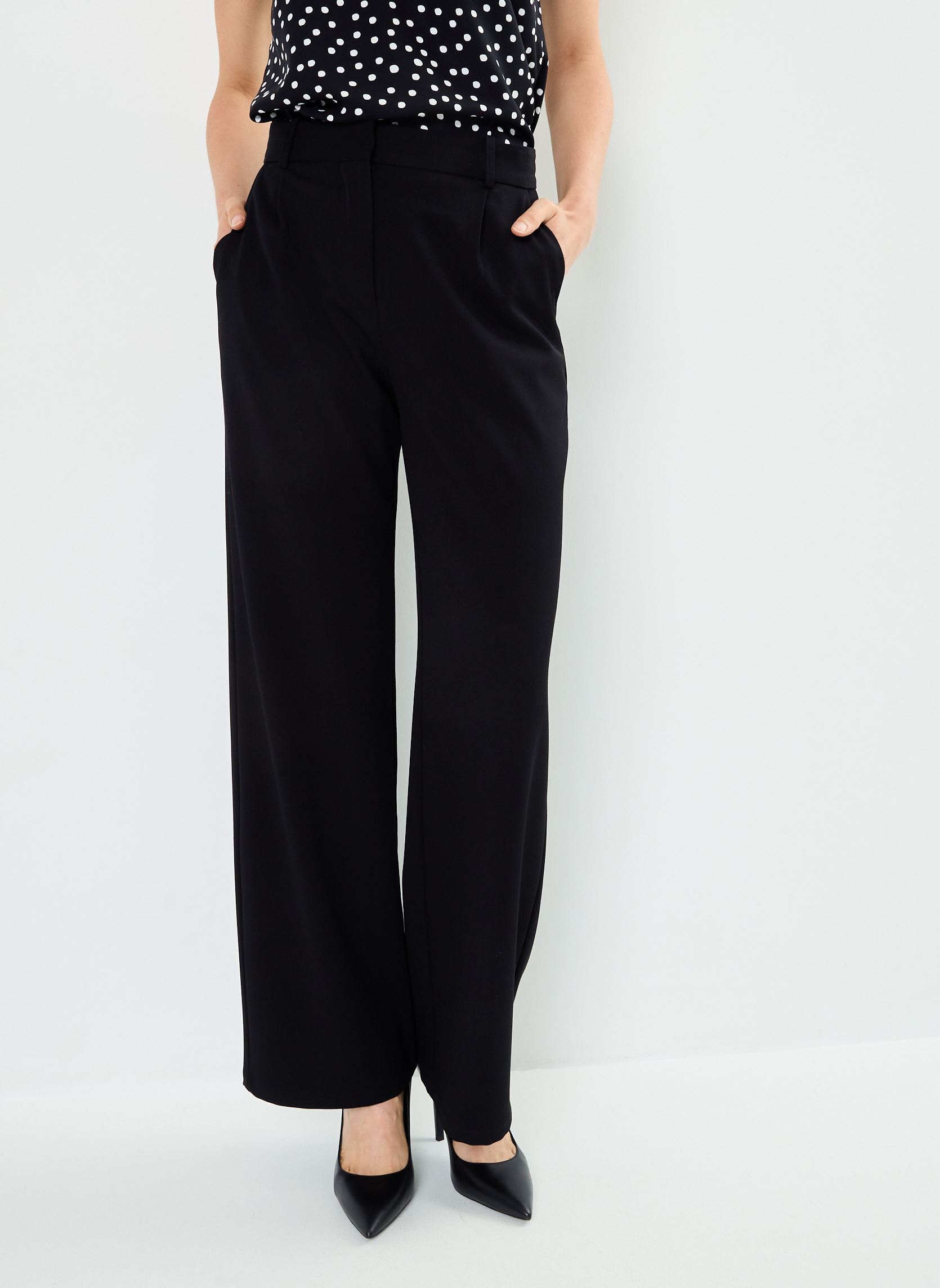 Pantaloni larghi BZ22095 donna nero IKKS Women Pantaloni larghi BZ22095 donna nero NOIR
