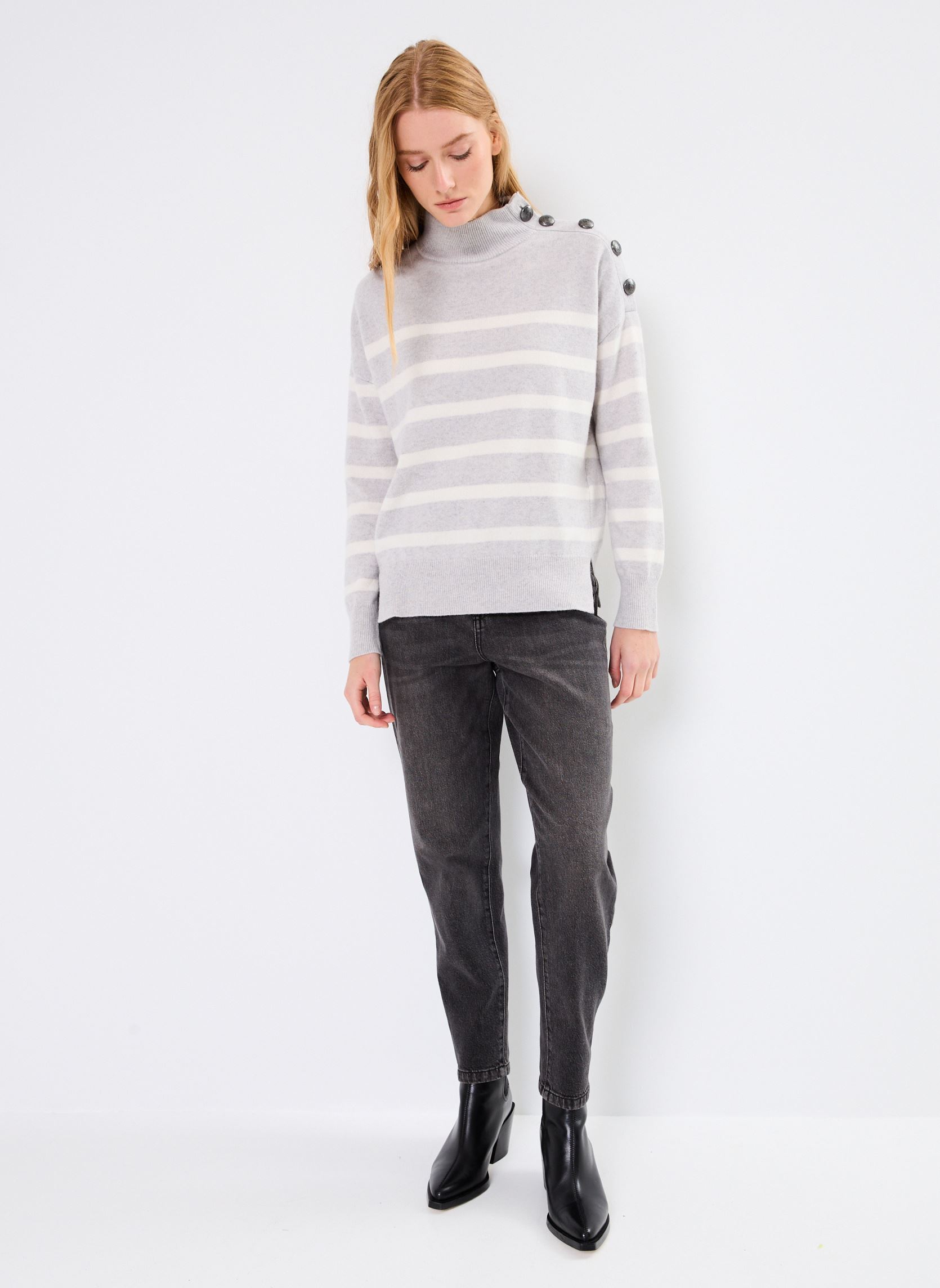 Truien BZ18315 dames grijs IKKS Women Truien BZ18315 dames grijs GRIS CLAIR CHINÉ